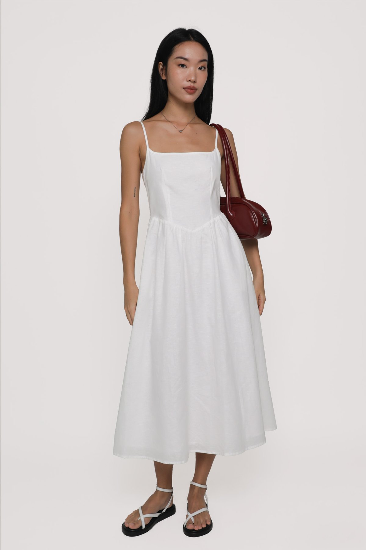 Sonya Corset Midaxi Dress (White)