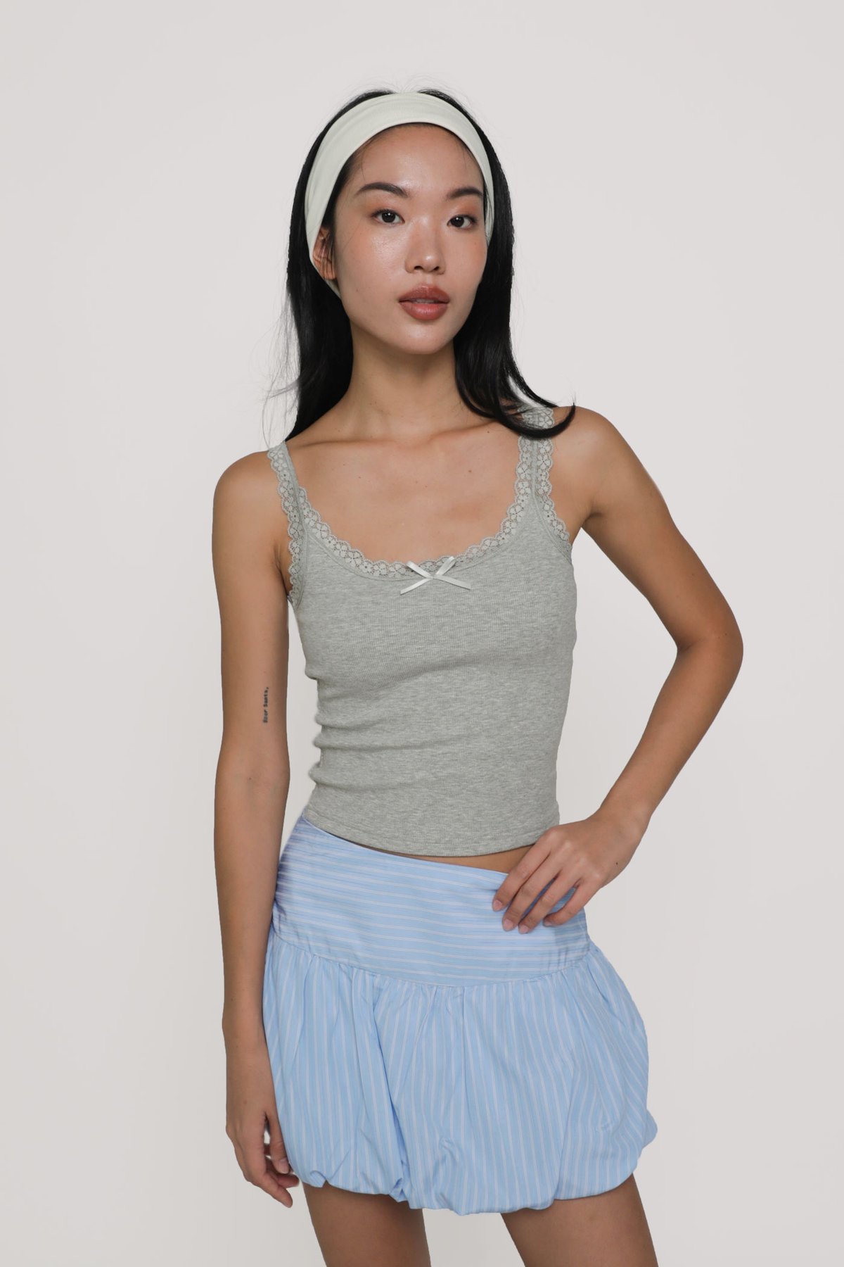 Valentina Lace Padded Top (Heather Grey)