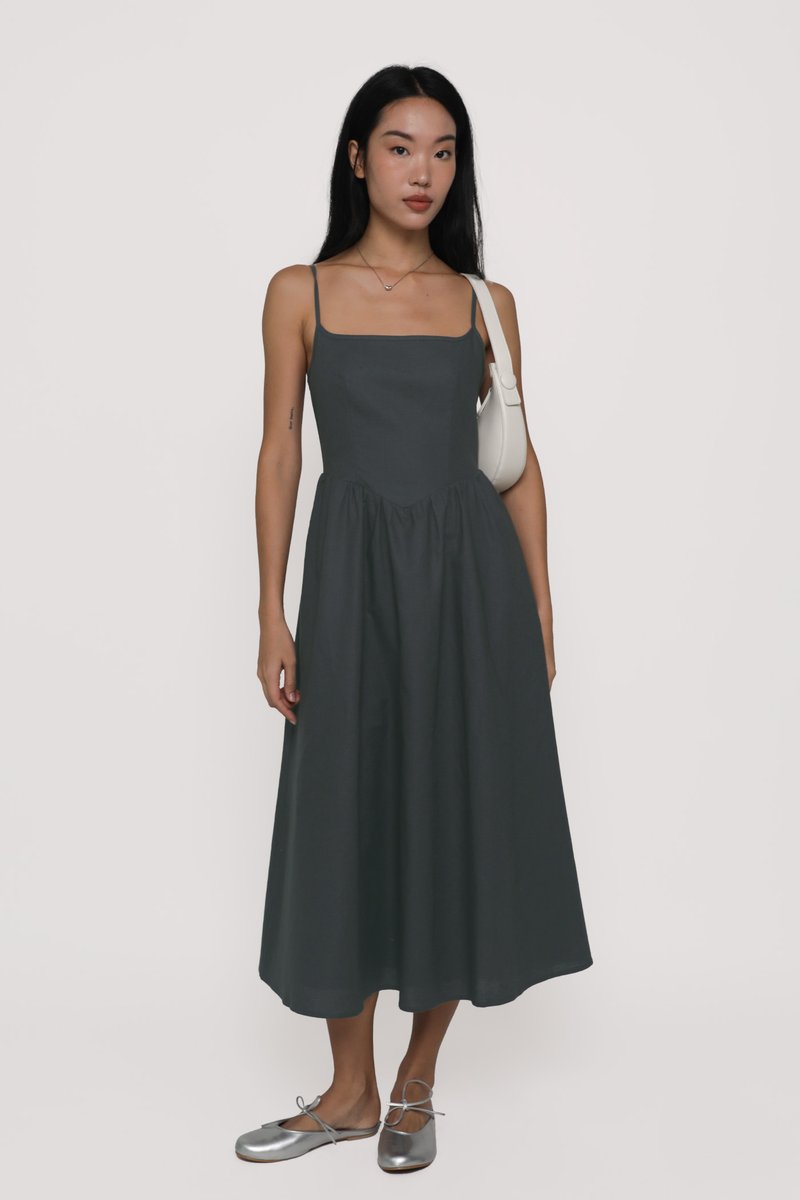Sonya Corset Midaxi Dress (Graphite) | The Tinsel Rack