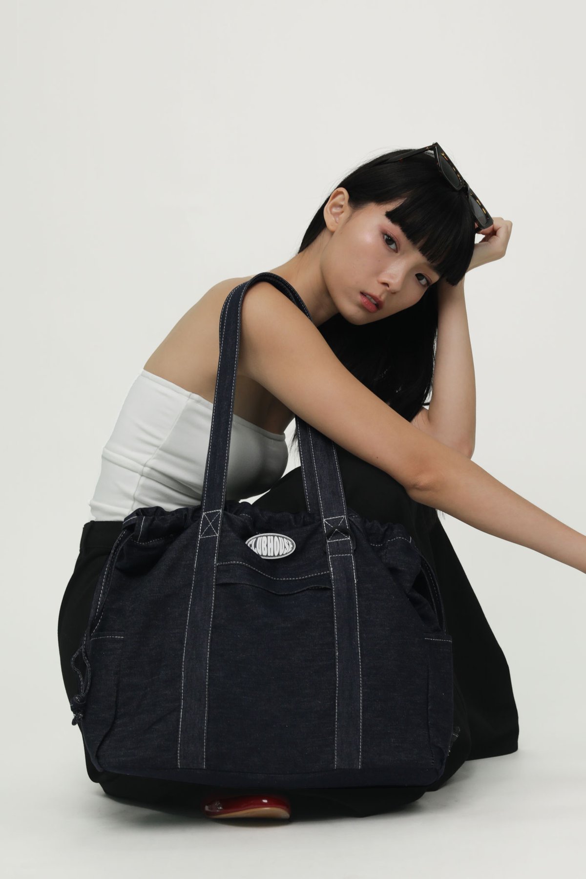 Cooper Drawstring Tote Bag (Denim)