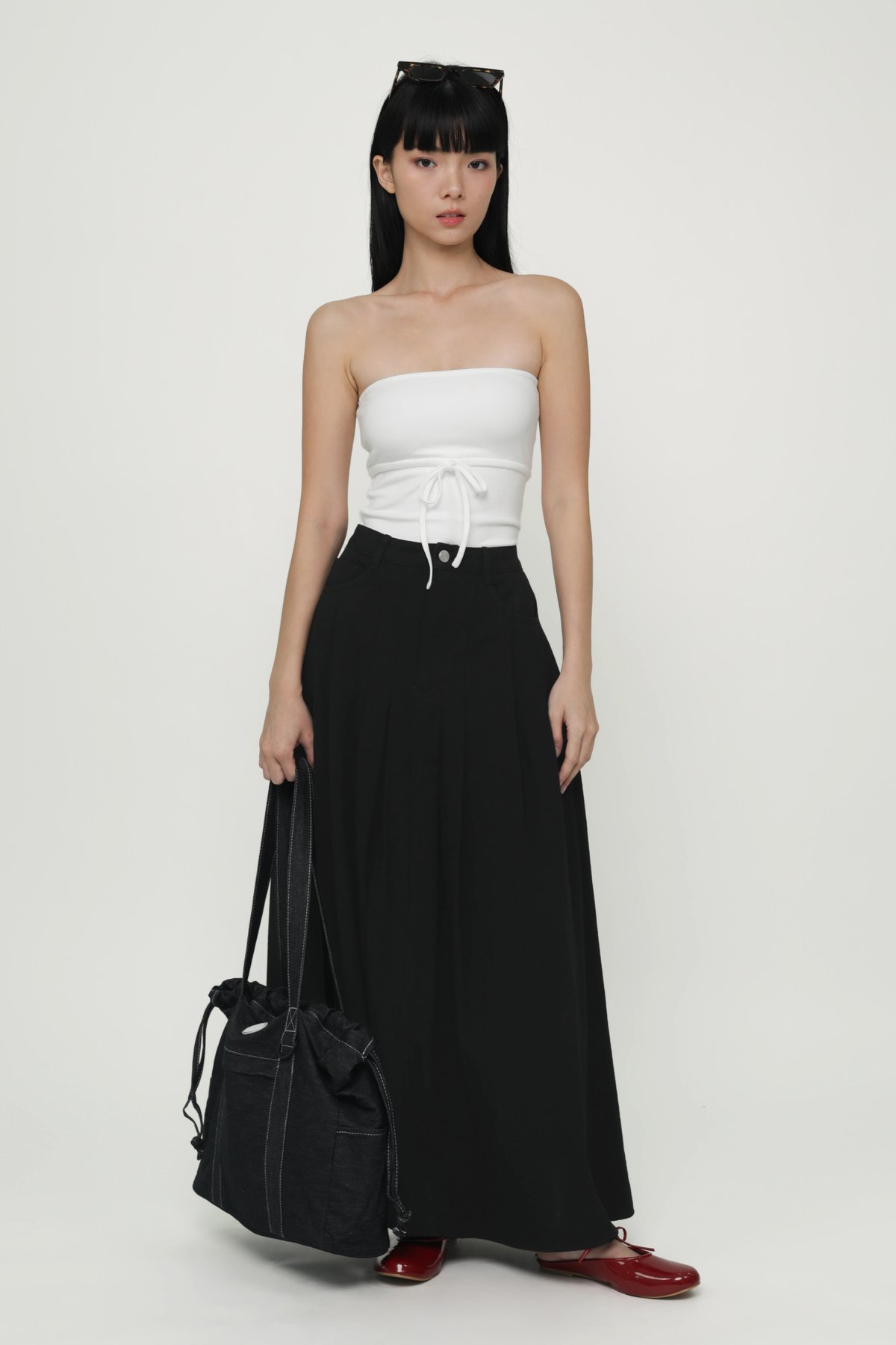 Gillian Pleated Maxi Skirt (Black)