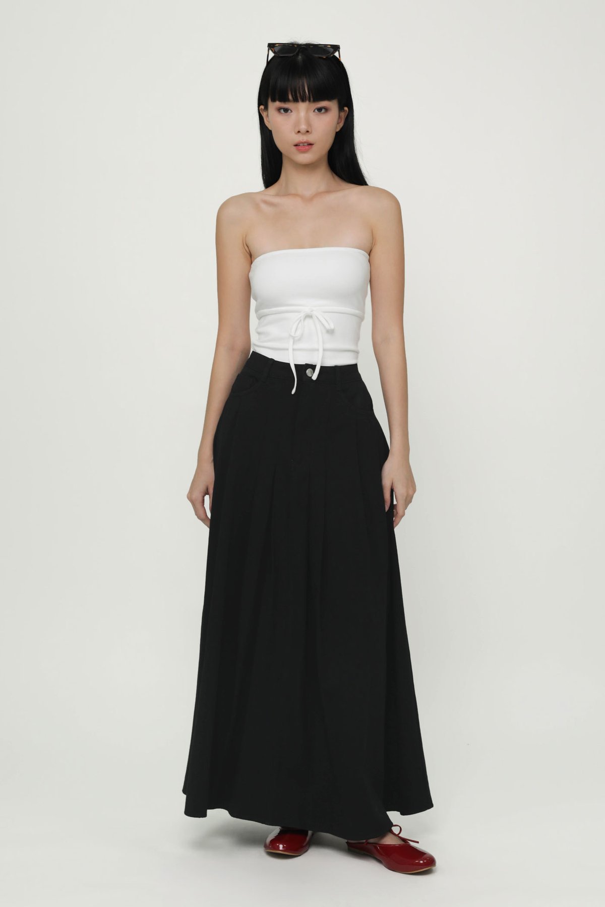 Gillian Pleated Maxi Skirt (Black)