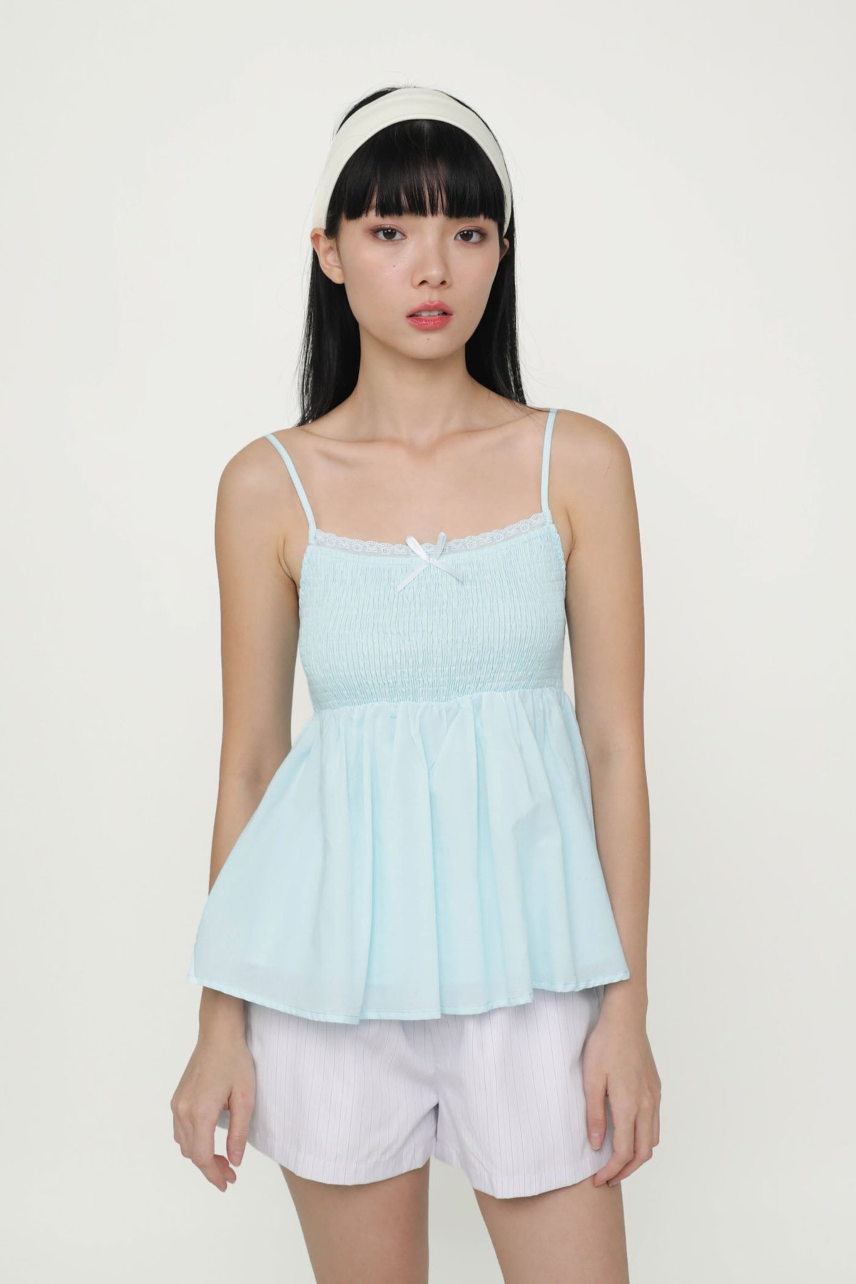 Laryn Lace Trim Babydoll Top (Turquoise)