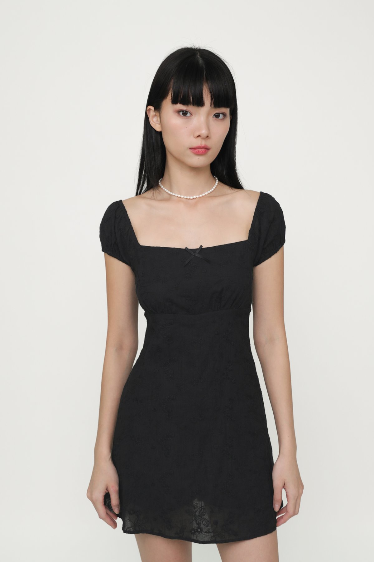 Lovelle Eyelet Sleeve Romper (Black)