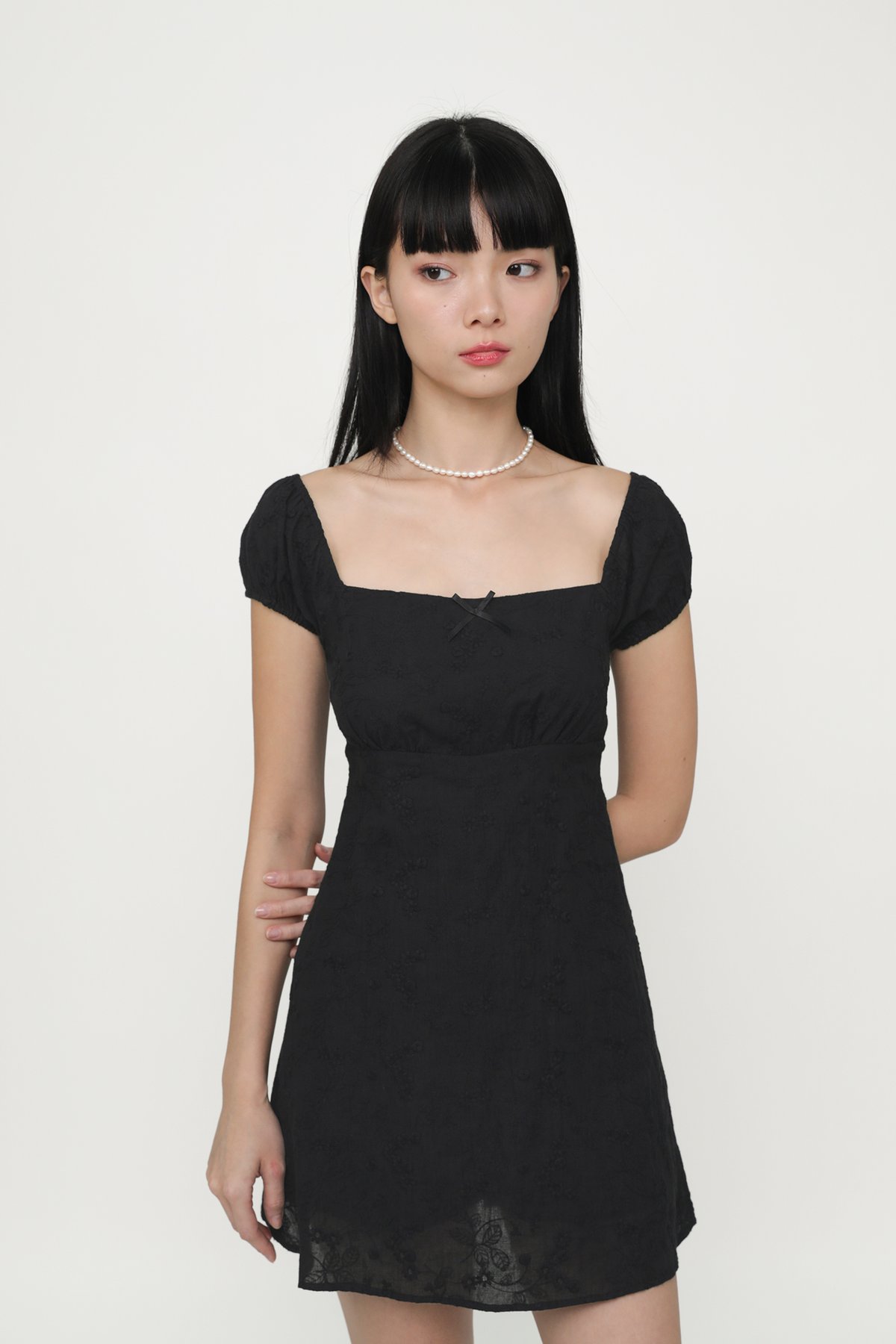 Lovelle Eyelet Sleeve Romper (Black)