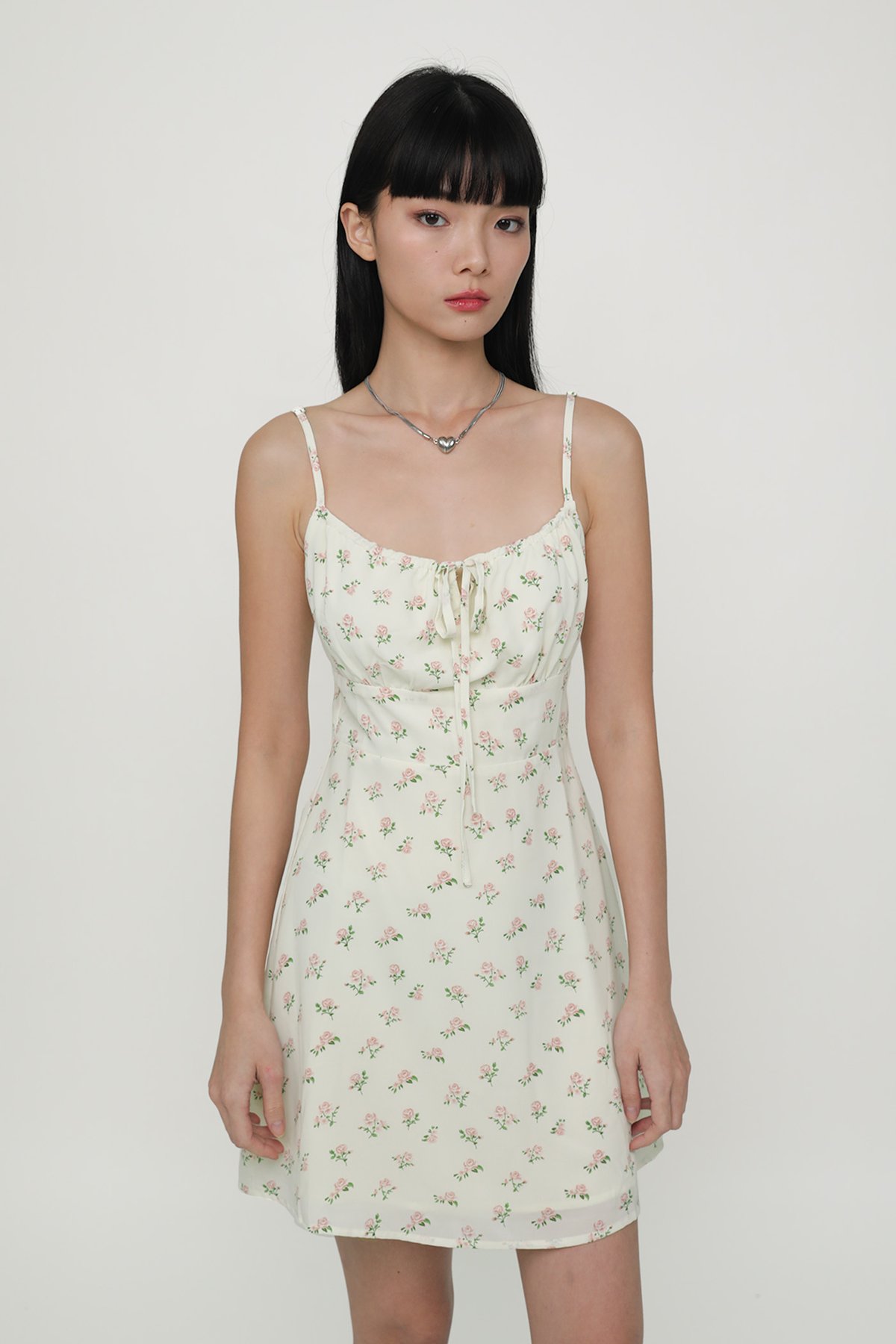 Maisey Ruched Front Dress (Cream Florals)