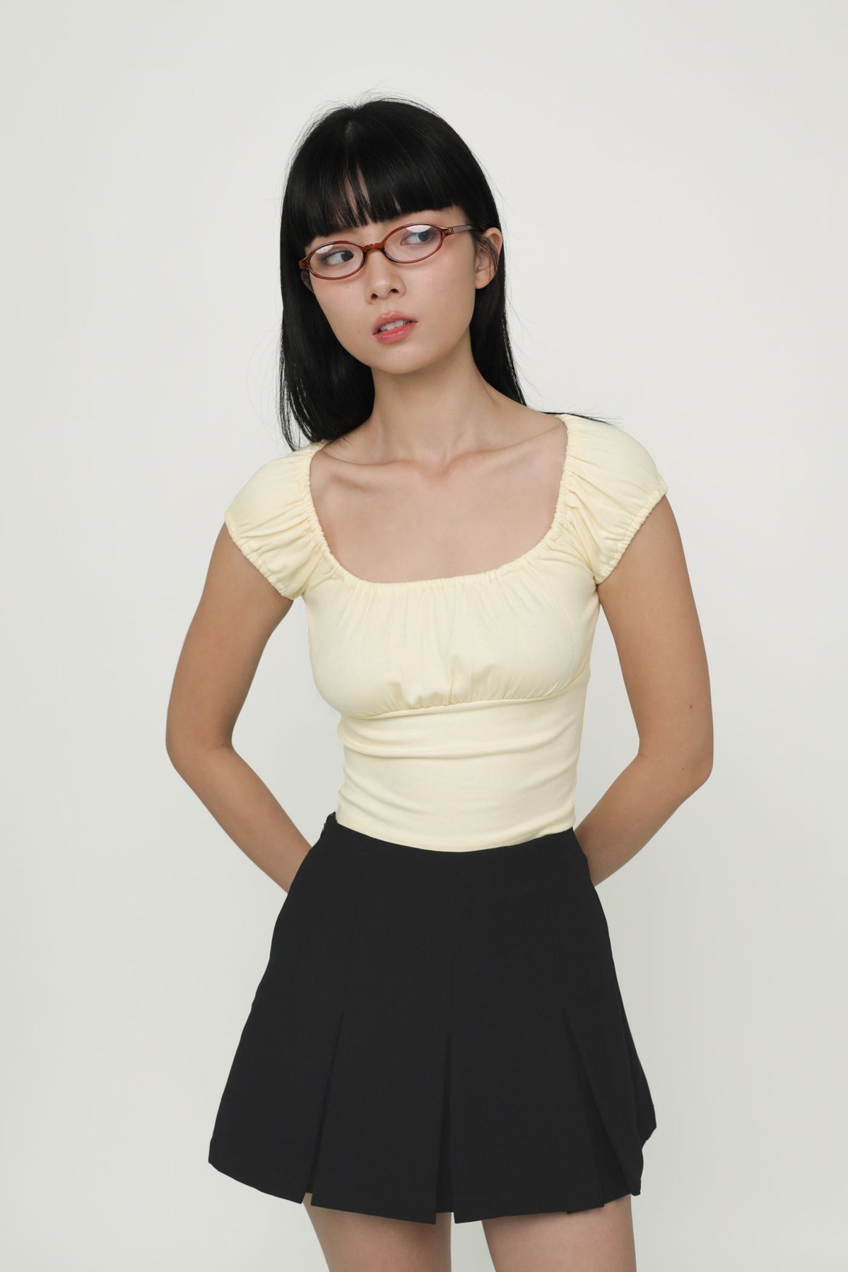 Pamela Ruched Basic Top (Yellow)