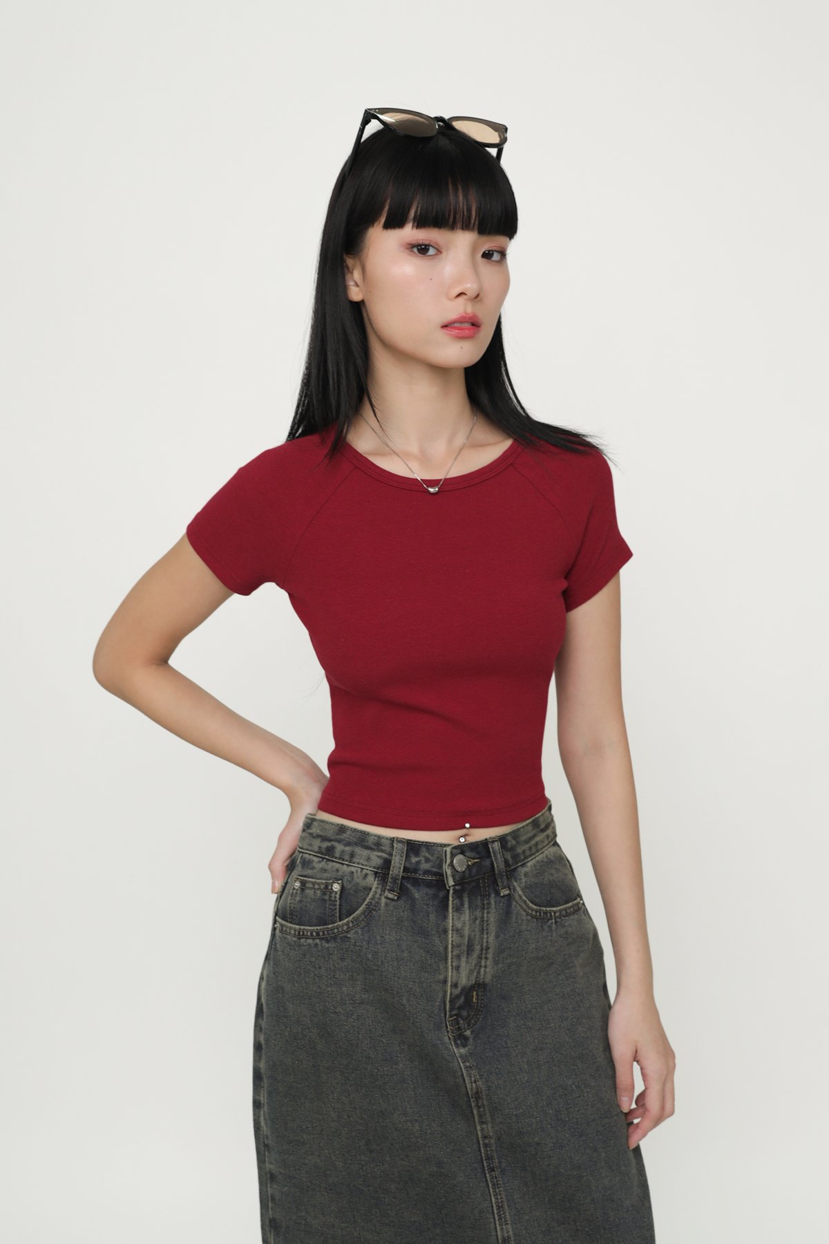 Paulo Ribbed Baby Tee (Red)