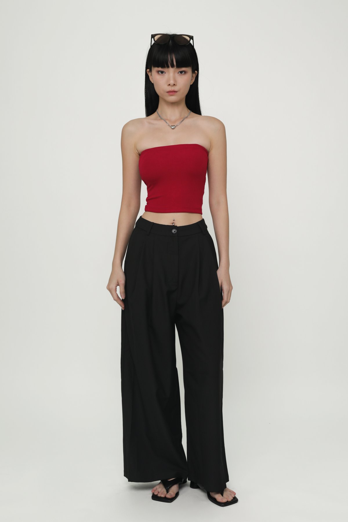 Petite Zena Tailored Pleated Pants (Black)