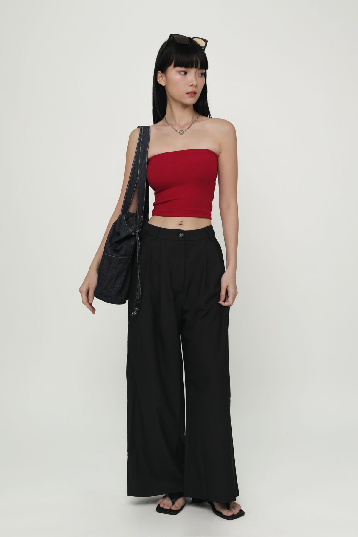 Petite Zena Tailored Pleated Pants (Black)