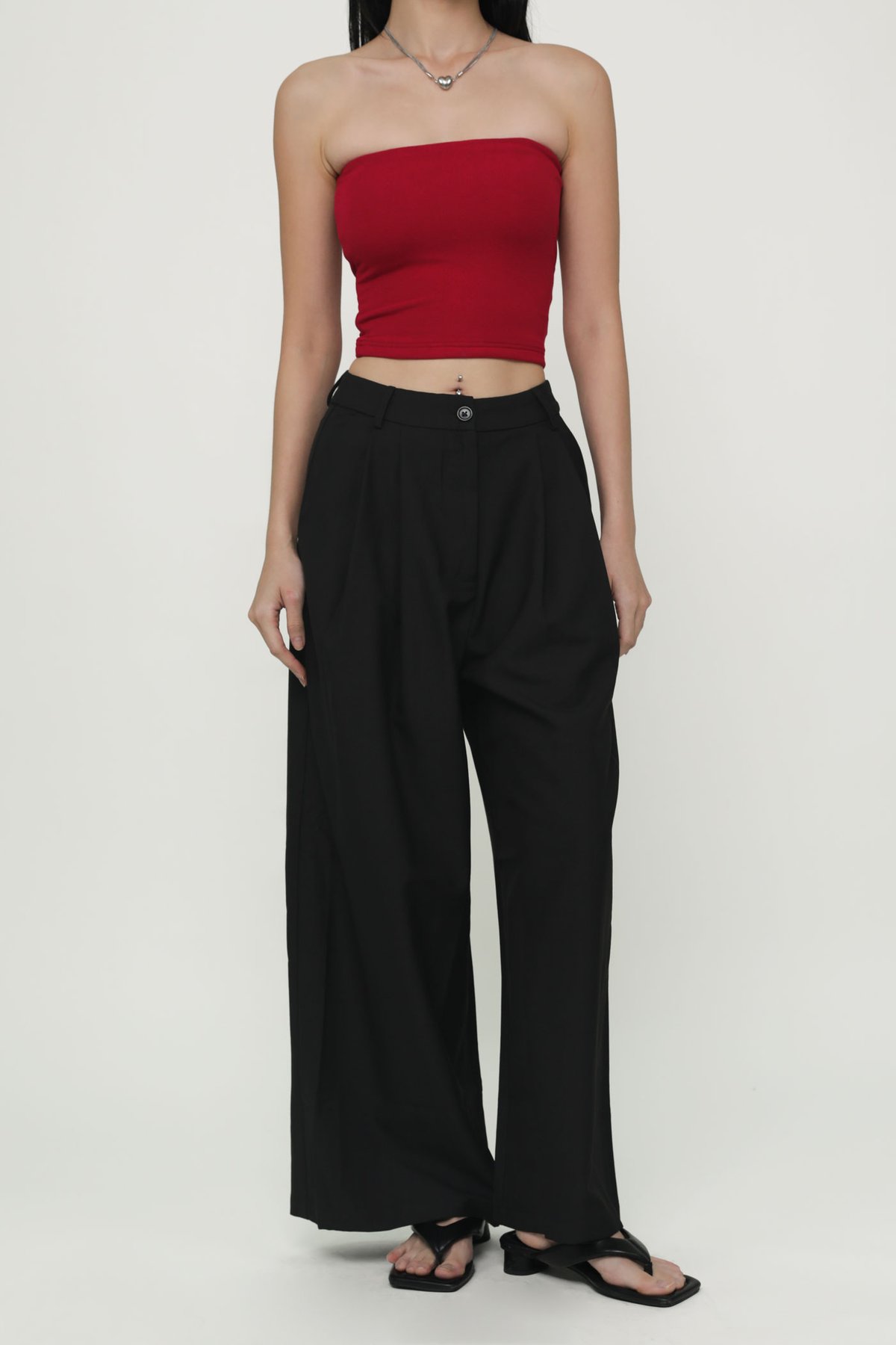 Petite Zena Tailored Pleated Pants (Black)