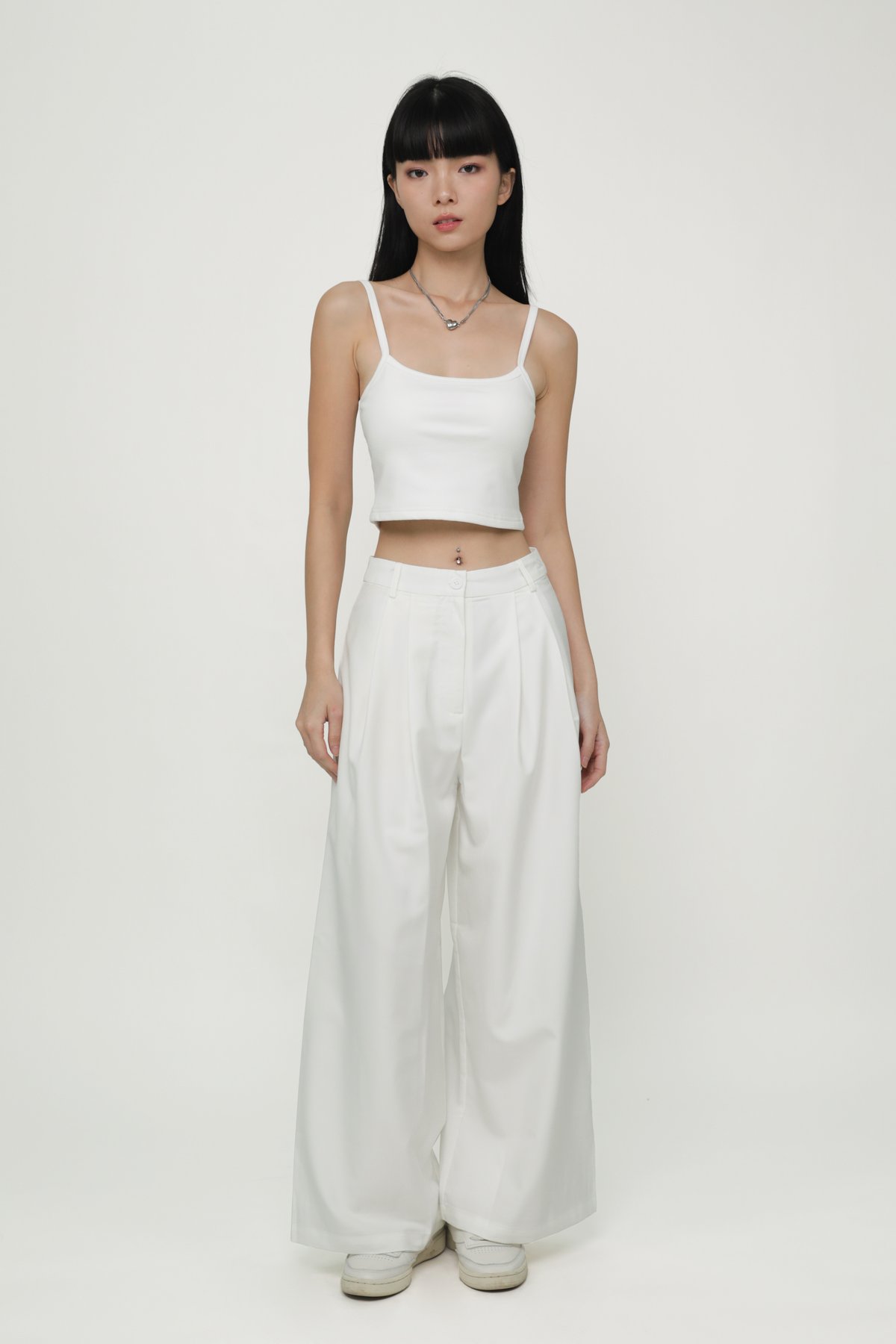 Petite Zena Tailored Pleated Pants (White)