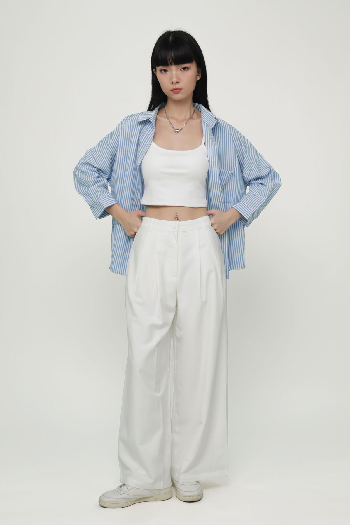 Regular Zena Tailored Pleated Pants (White)