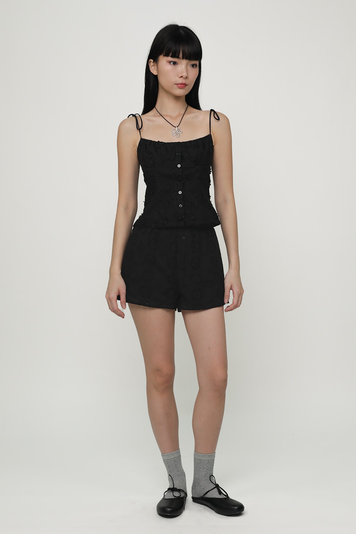 Primrose Eyelet Bustier Top (Black)