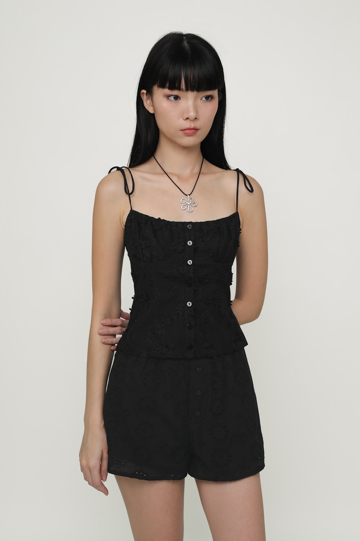 Primrose Eyelet Bustier Top (Black)