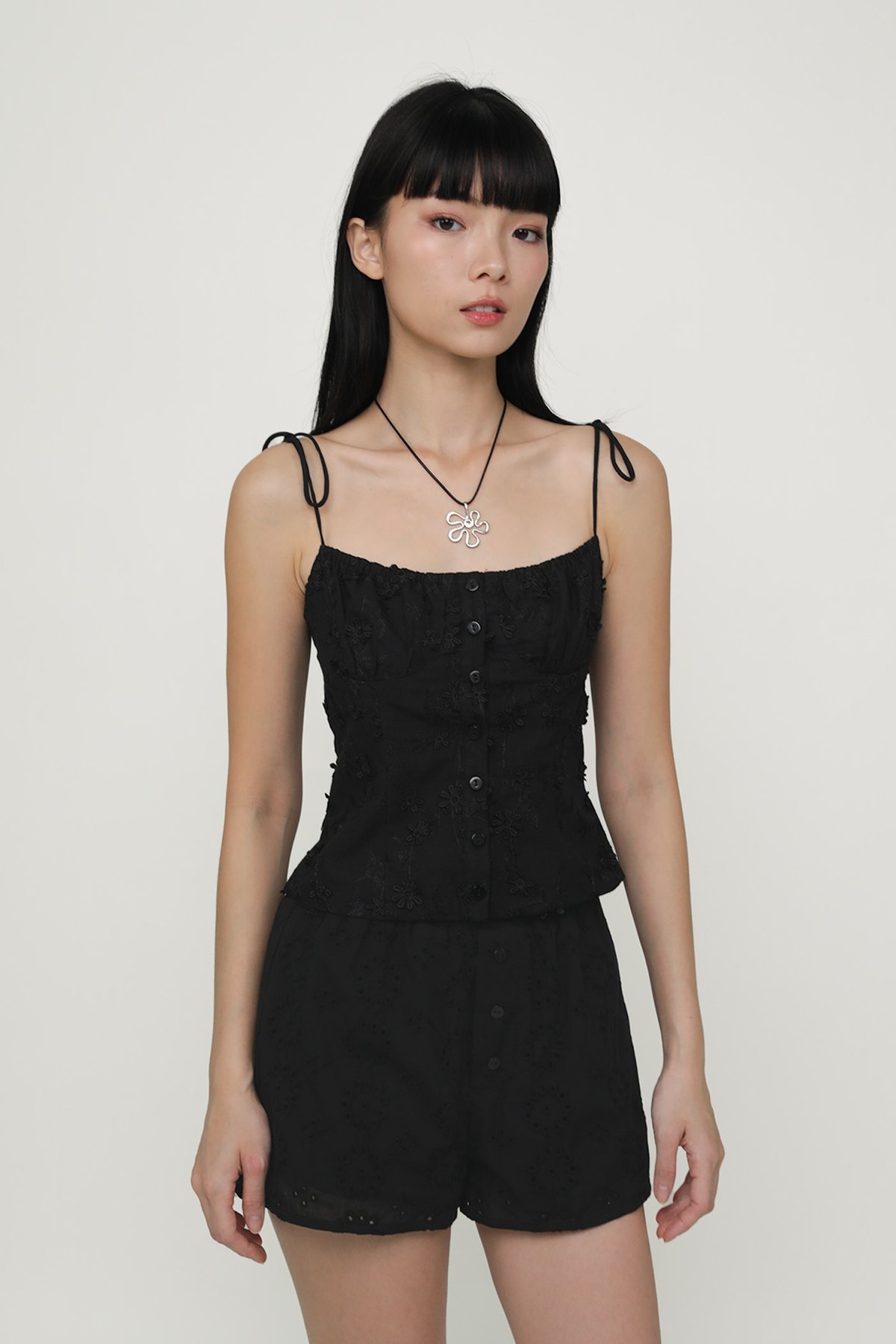 Primrose Eyelet Bustier Top (Black)