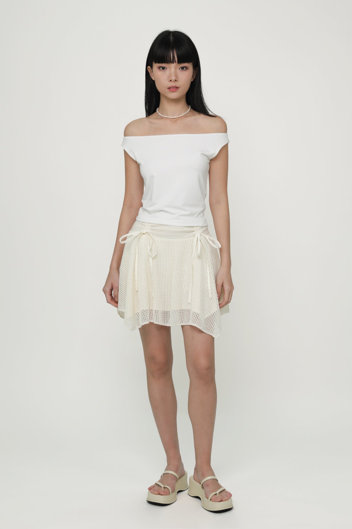 Seraphine Asymmetrical Ruched Skorts (Cream)