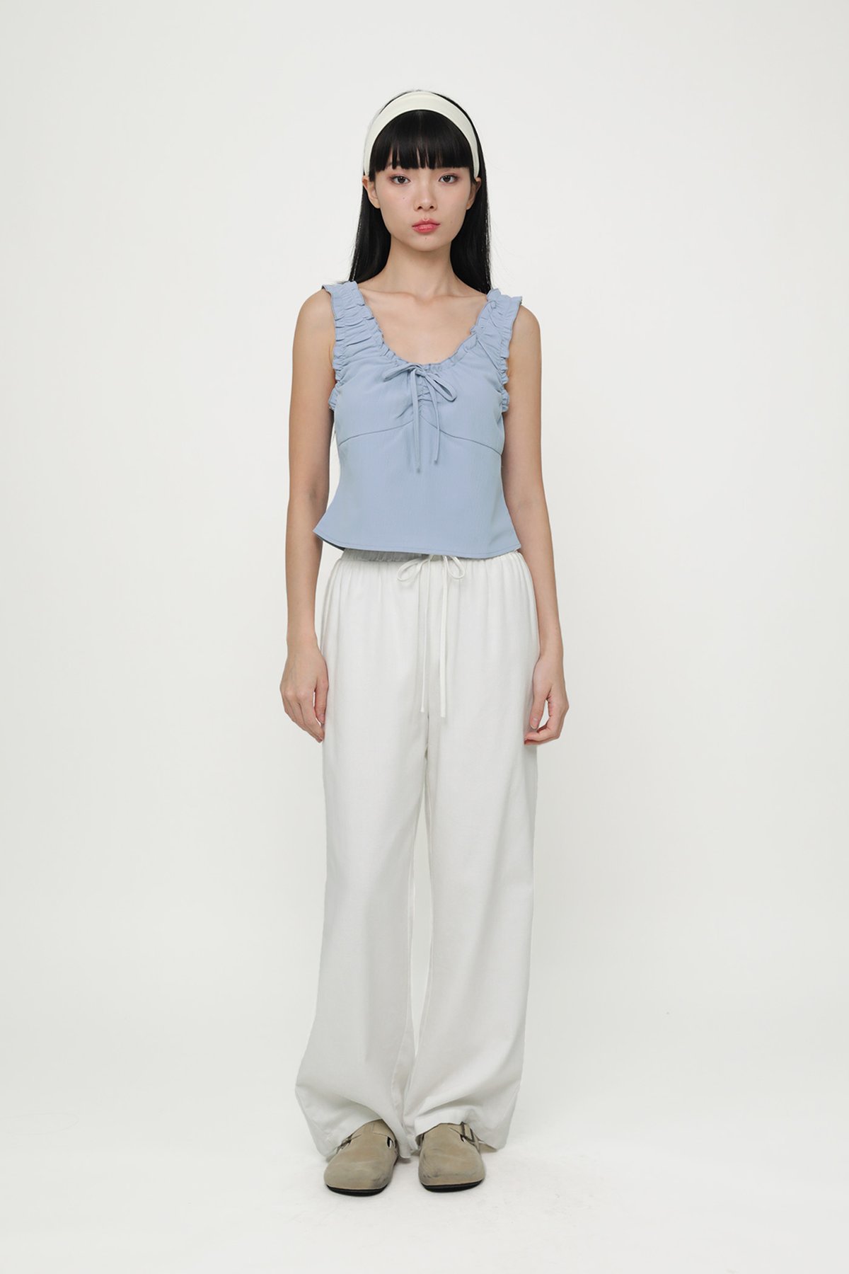  Vernetta Ruched Strap Top (Periwinkle)