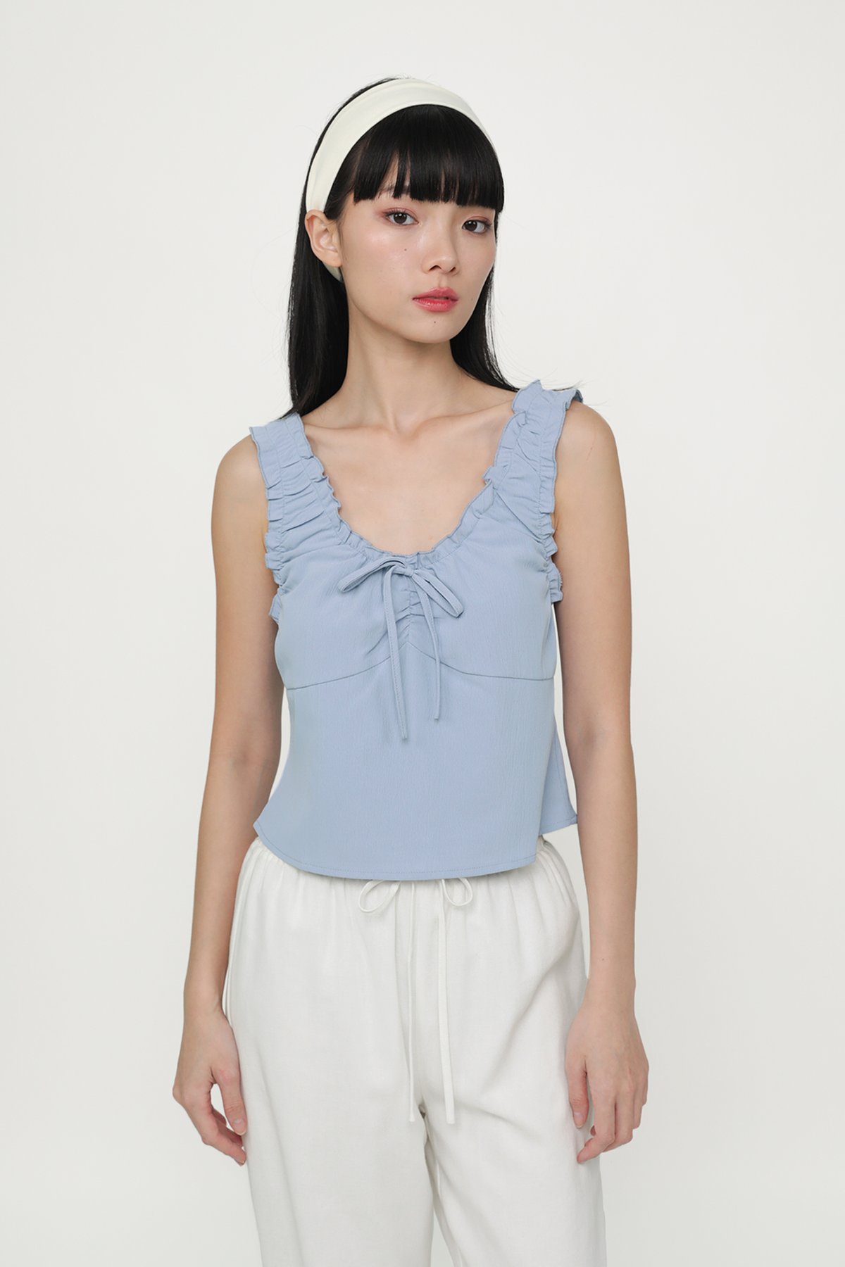  Vernetta Ruched Strap Top (Periwinkle)