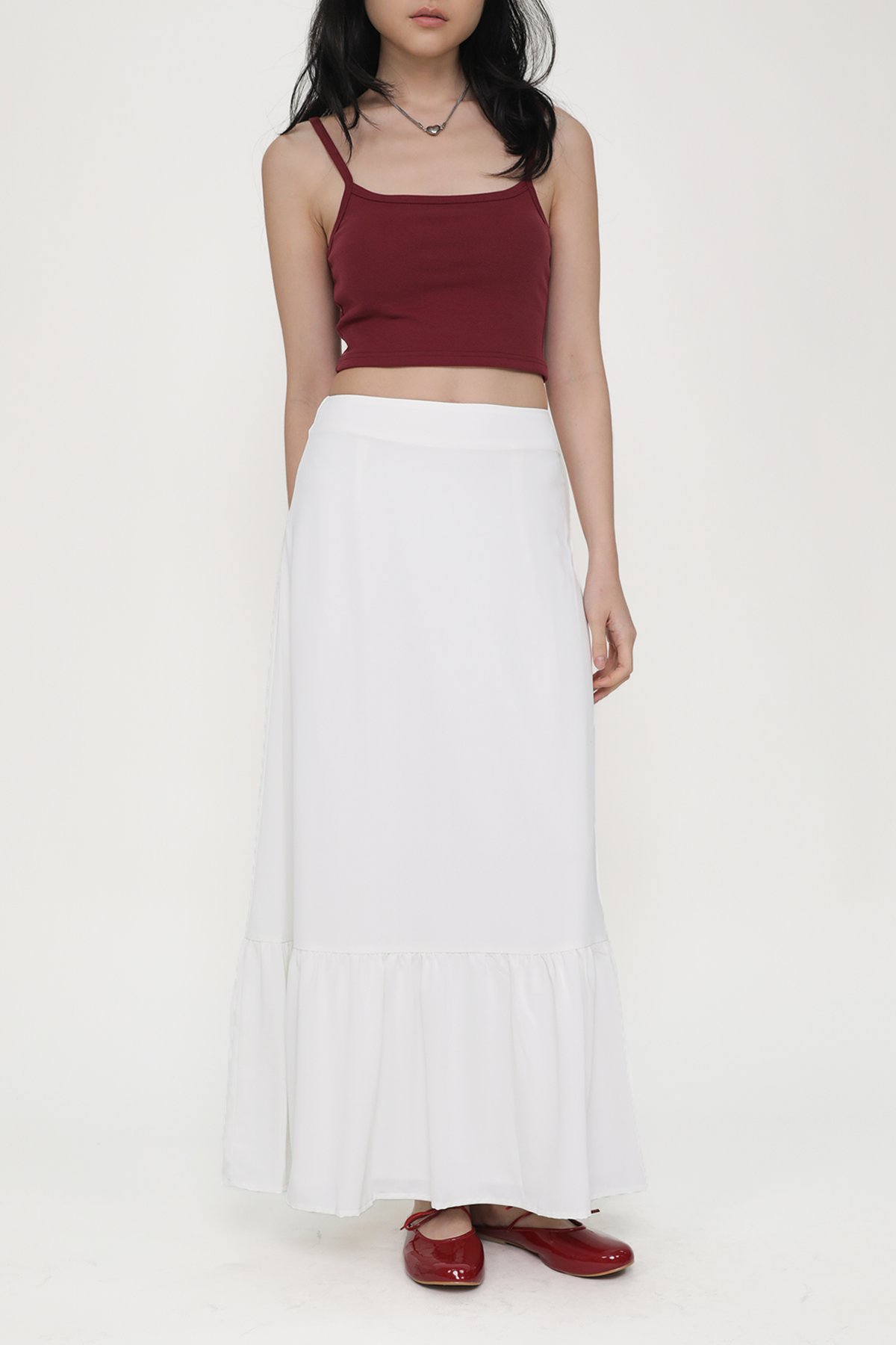 Charlene Tiered Maxi Skirt (White)