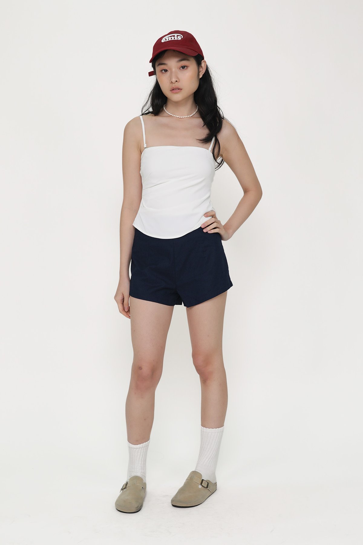 Clarisse Ruched Padded Top (White)