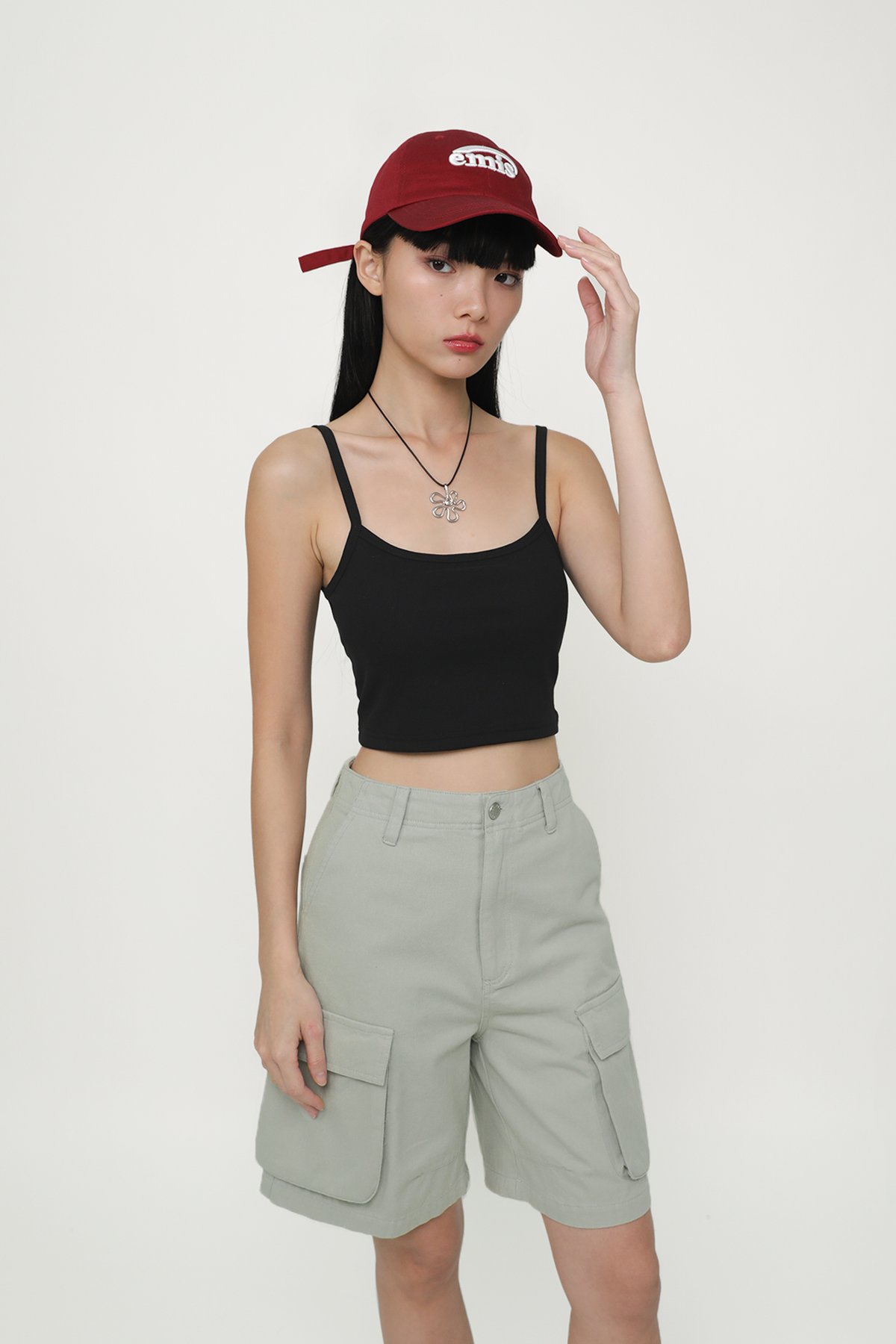 Jessica Basic Crop Padded Top (Black)