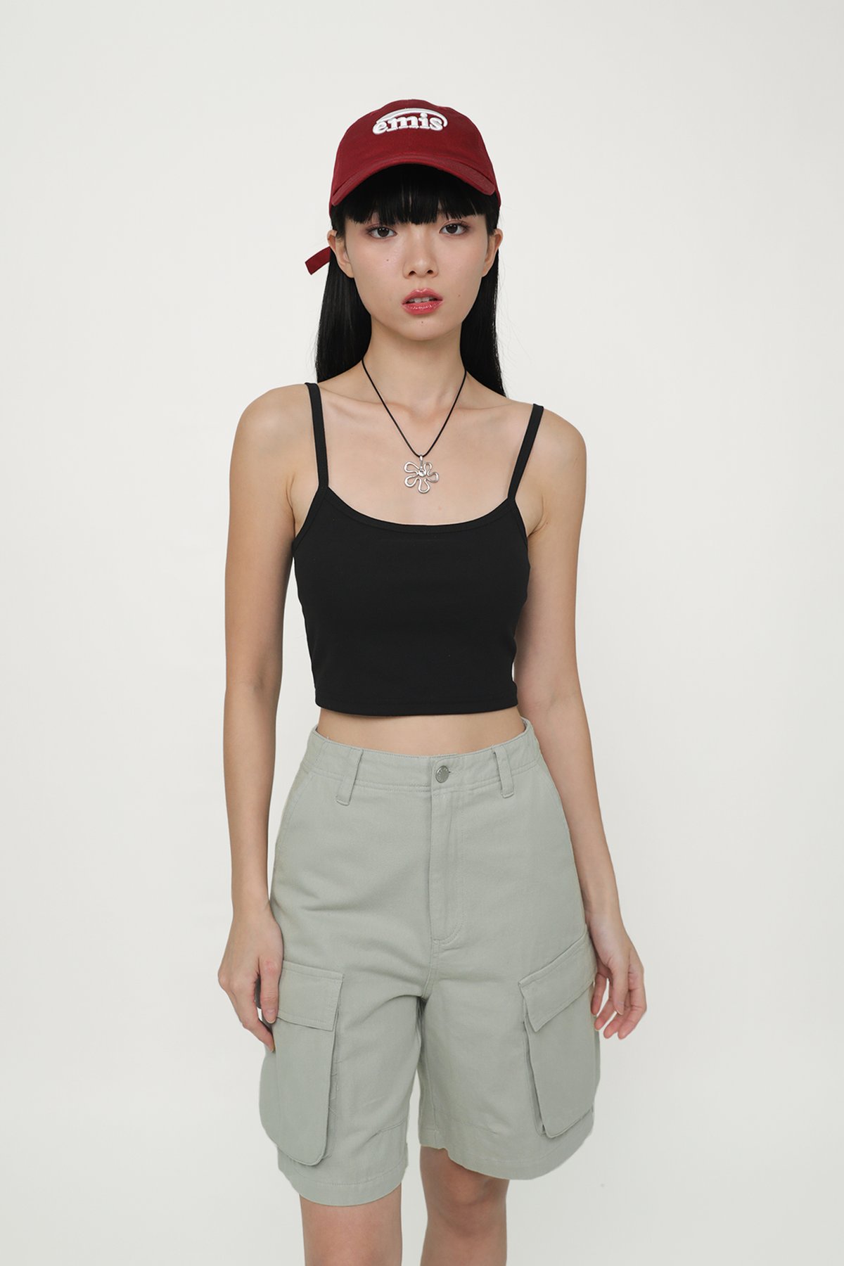 Jessica Basic Crop Padded Top (Black)