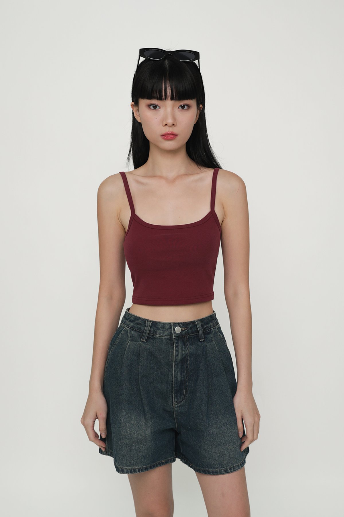 Jessica Basic Crop Padded Top (Maroon)