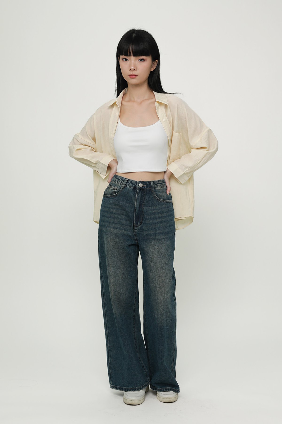 Jessica Basic Crop Padded Top (White)