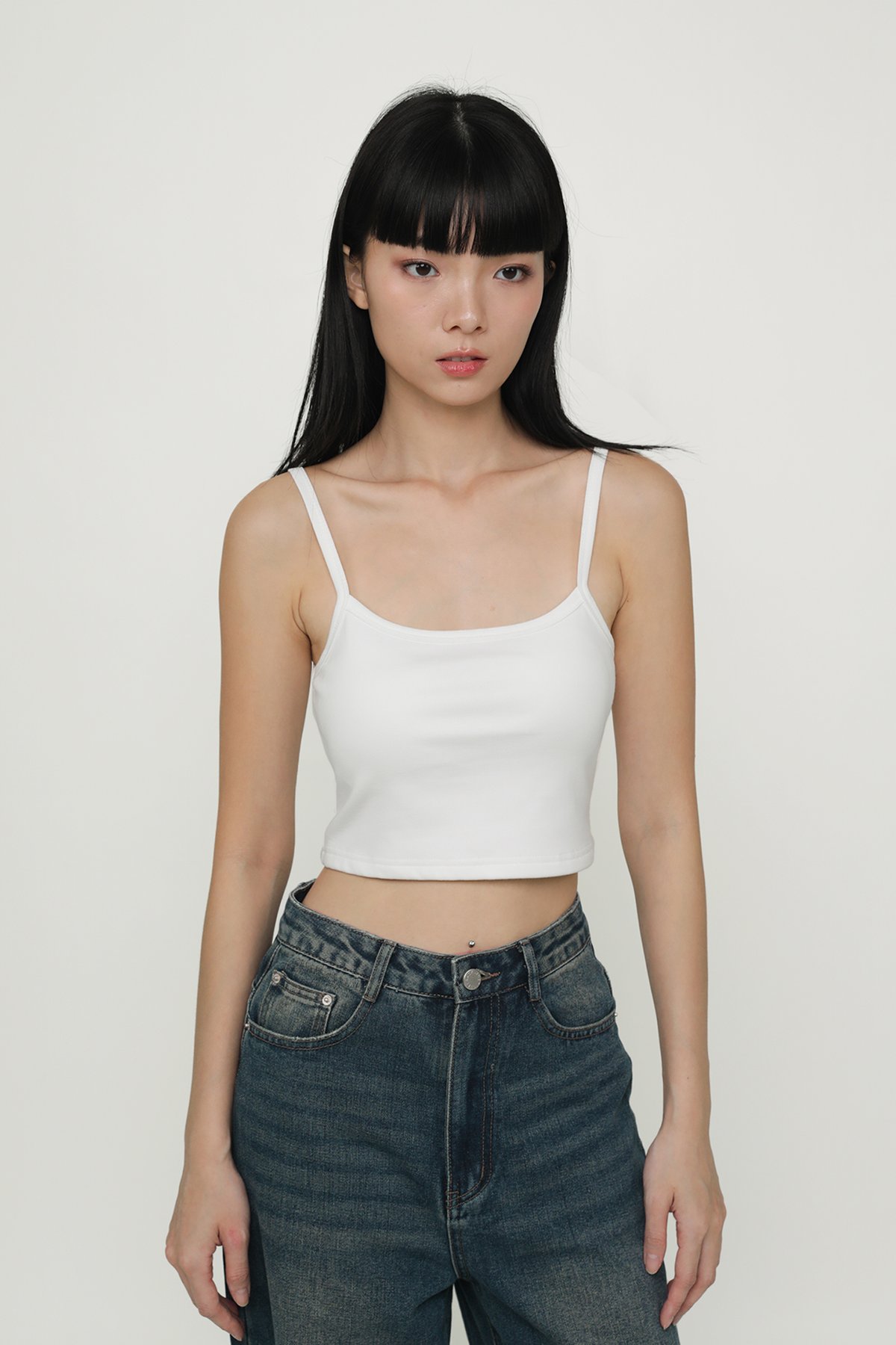 Jessica Basic Crop Padded Top (White)