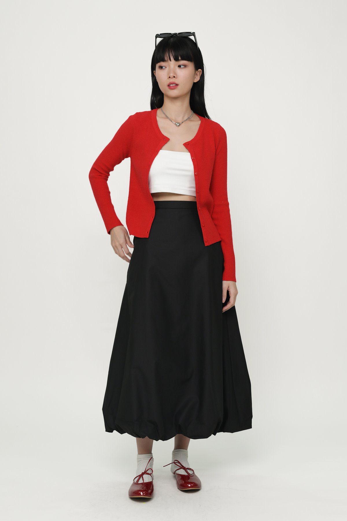 Linden Bubble Maxi Skirt (Black)