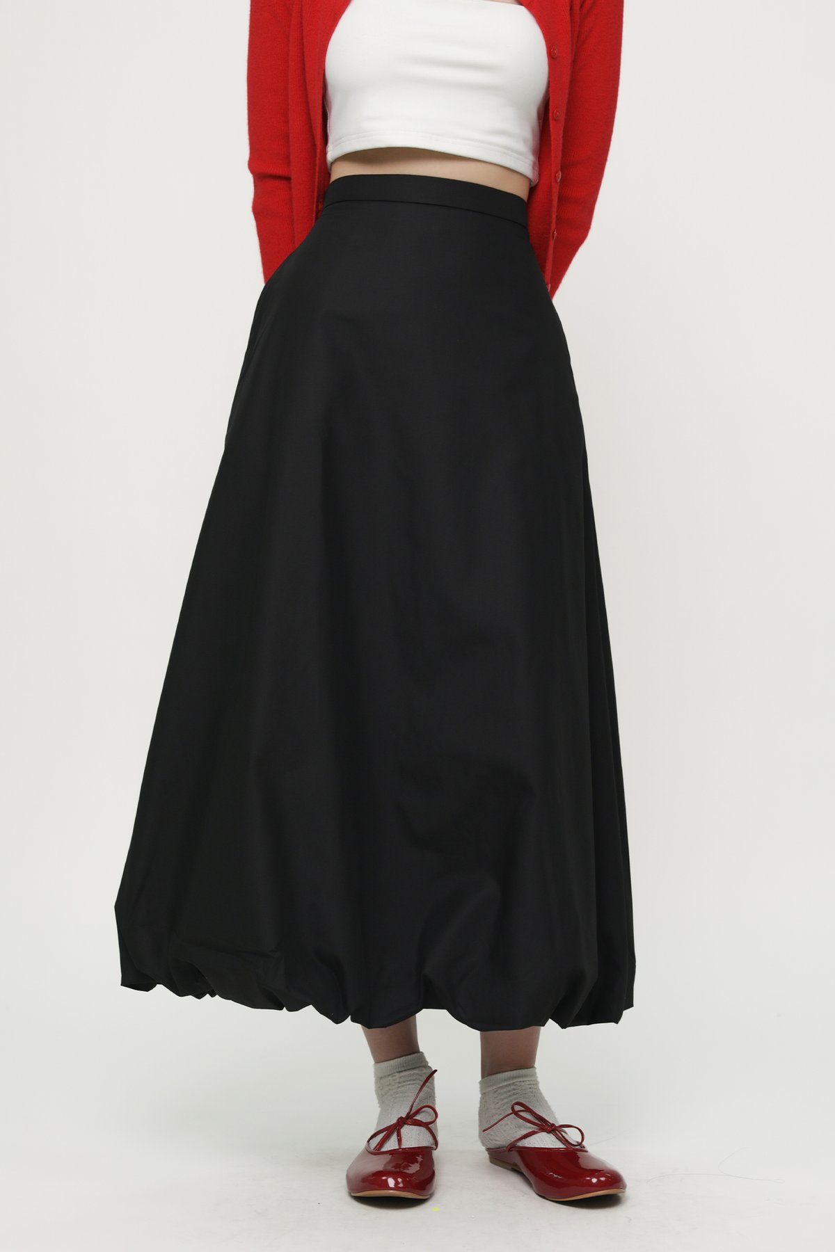 Linden Bubble Maxi Skirt (Black)