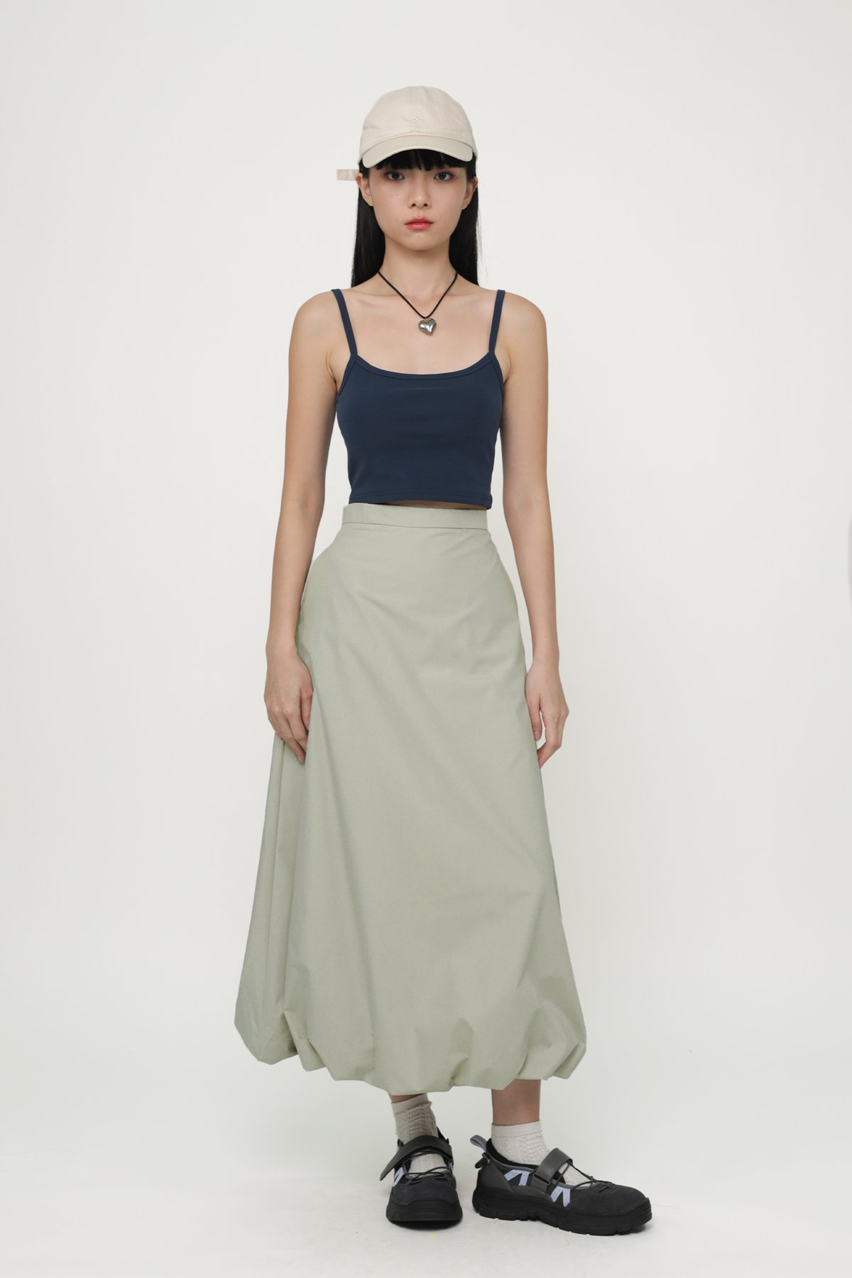 Linden Bubble Maxi Skirt (Light Taupe)