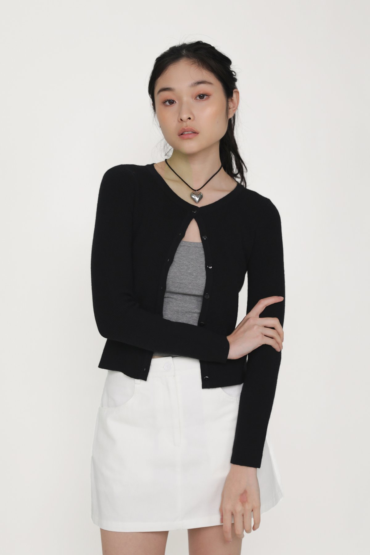 Malorie Basic Button Cardigan (Black)