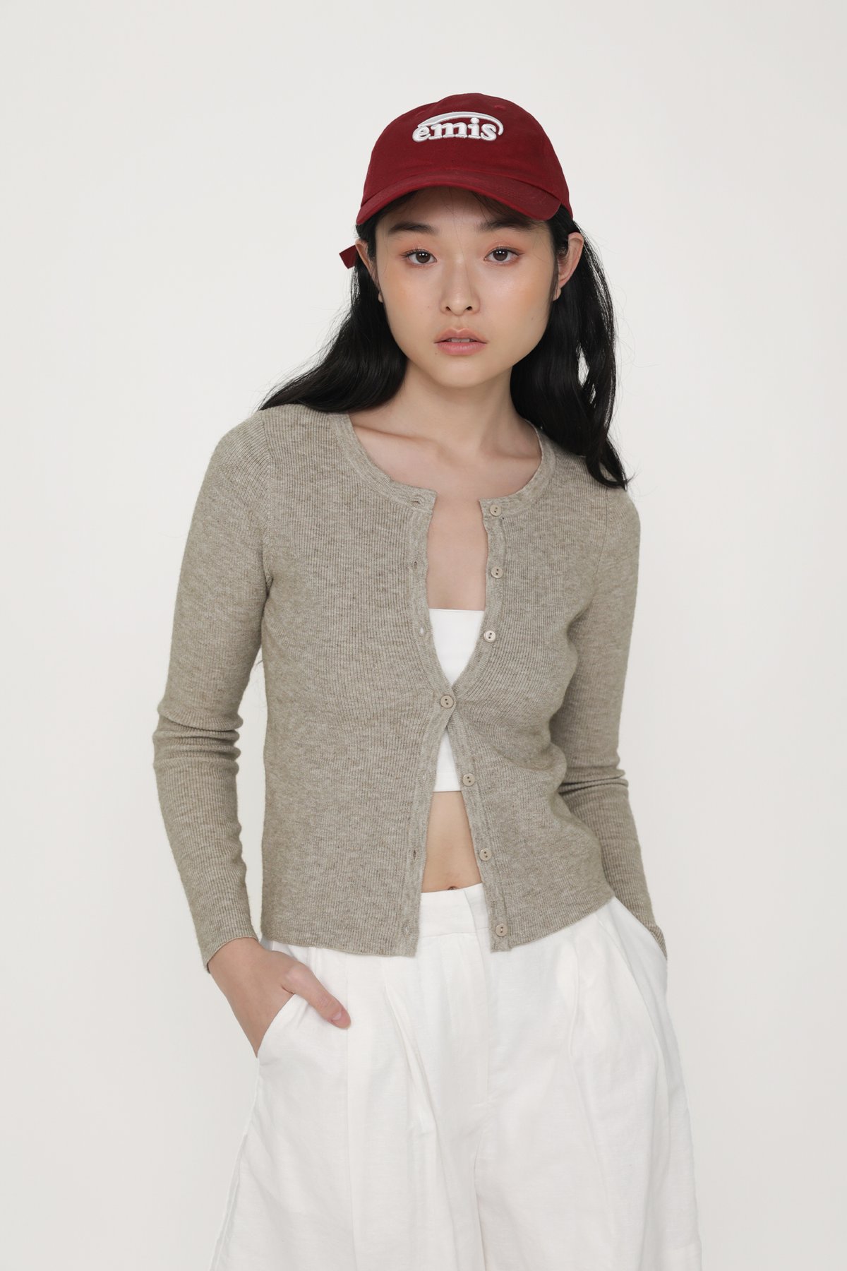 Malorie Basic Button Cardigan (Wheat)