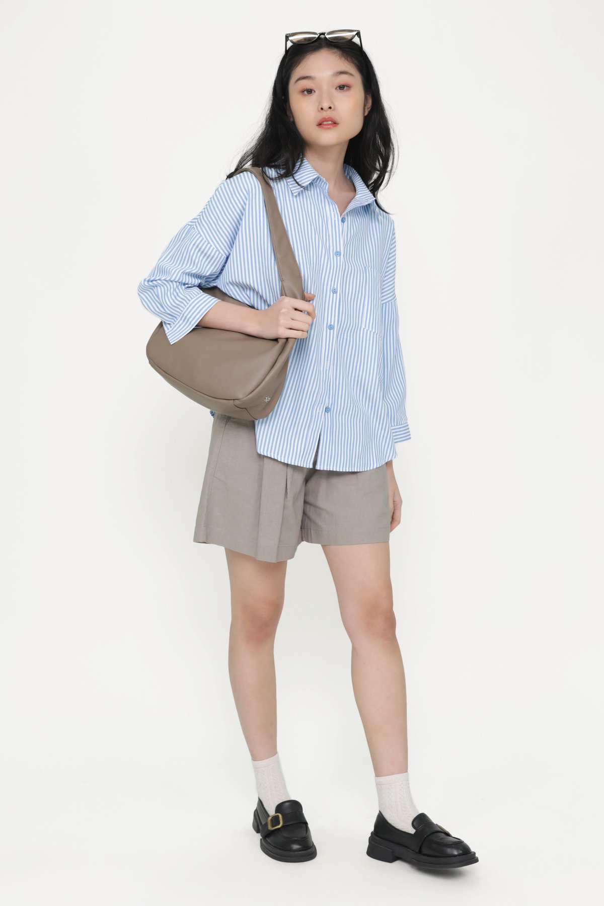 Rowley Longline Linen Shorts (Muted Taupe)