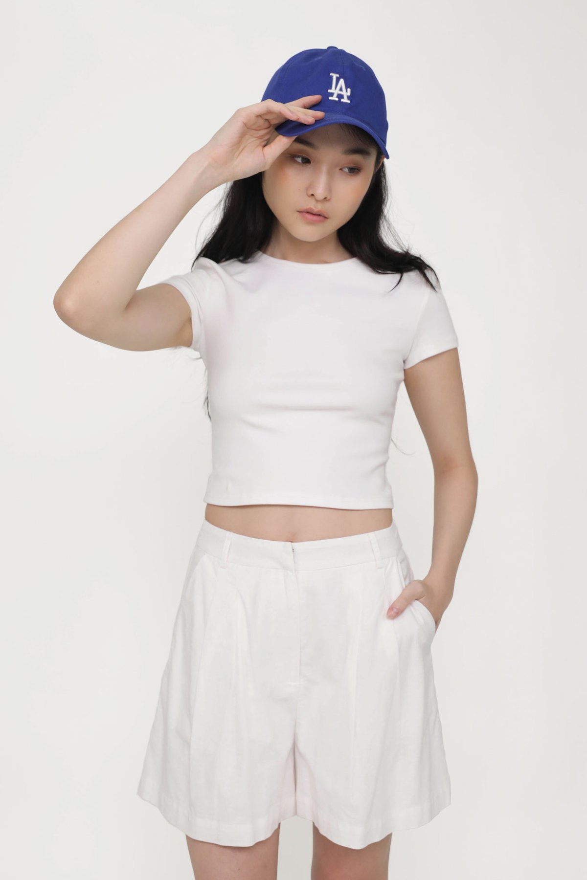 Rowley Longline Linen Shorts (White)