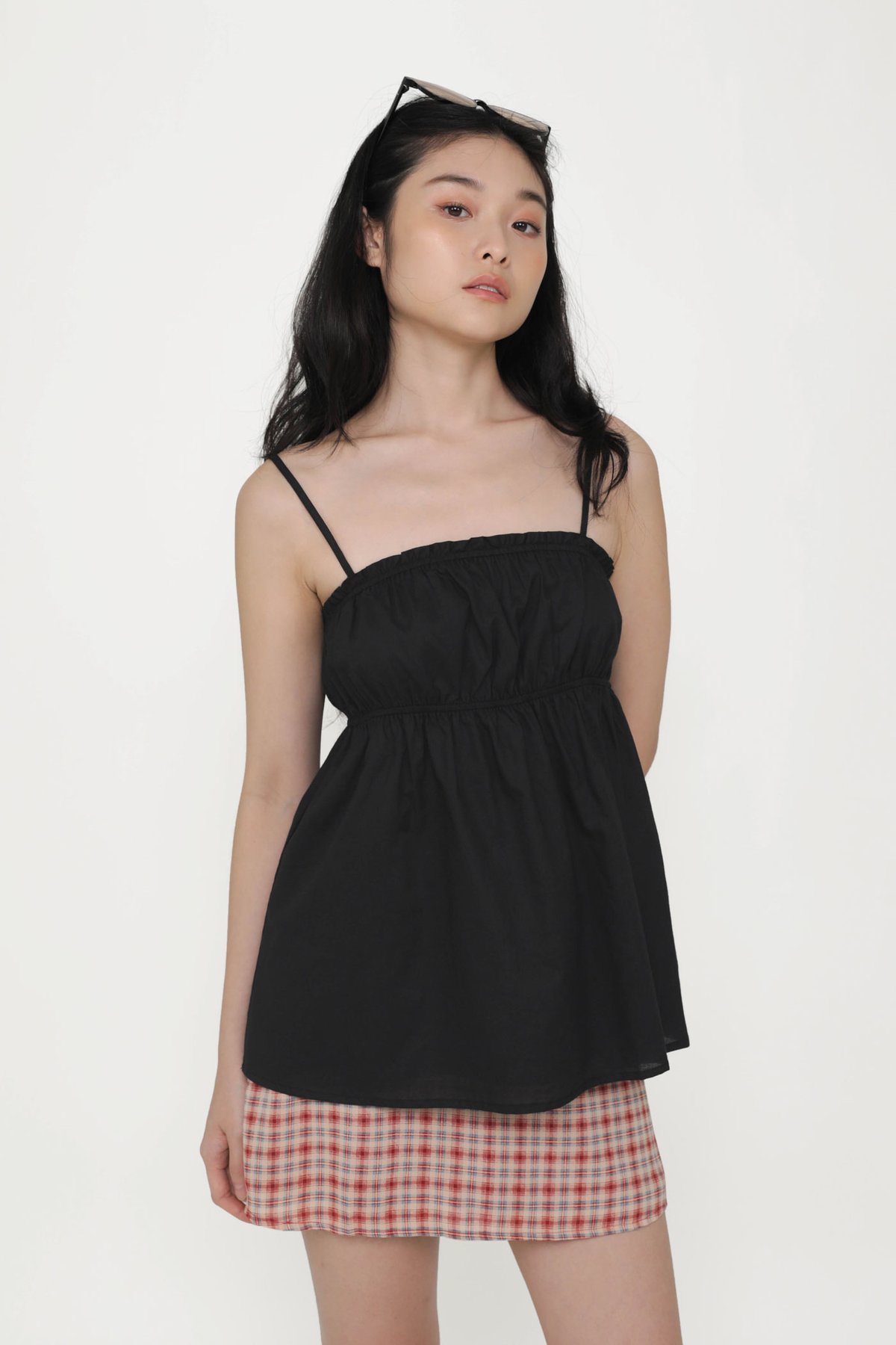 Tara Ruffles Babydoll Top (Black)