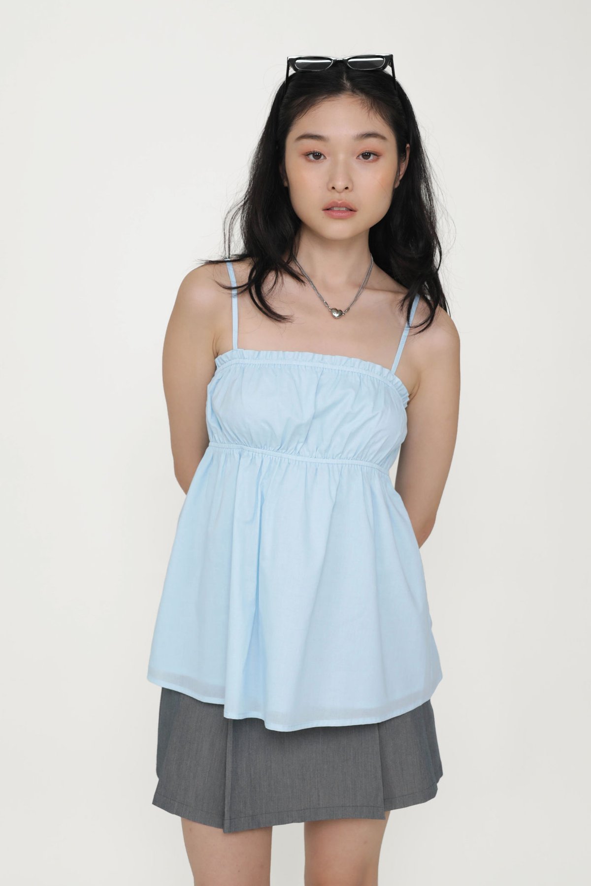 Tara Ruffles Babydoll Top (Blue)