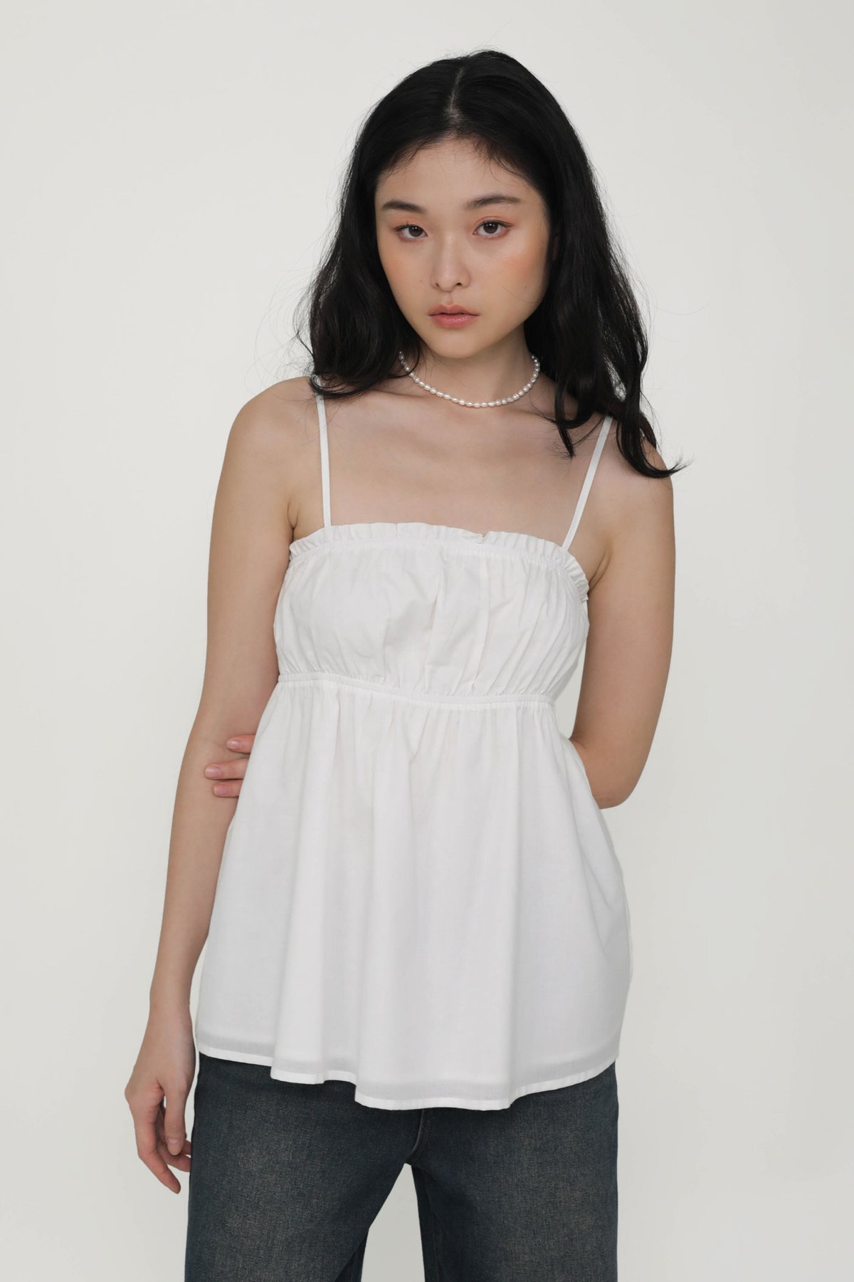 Tara Ruffles Babydoll Top (White)