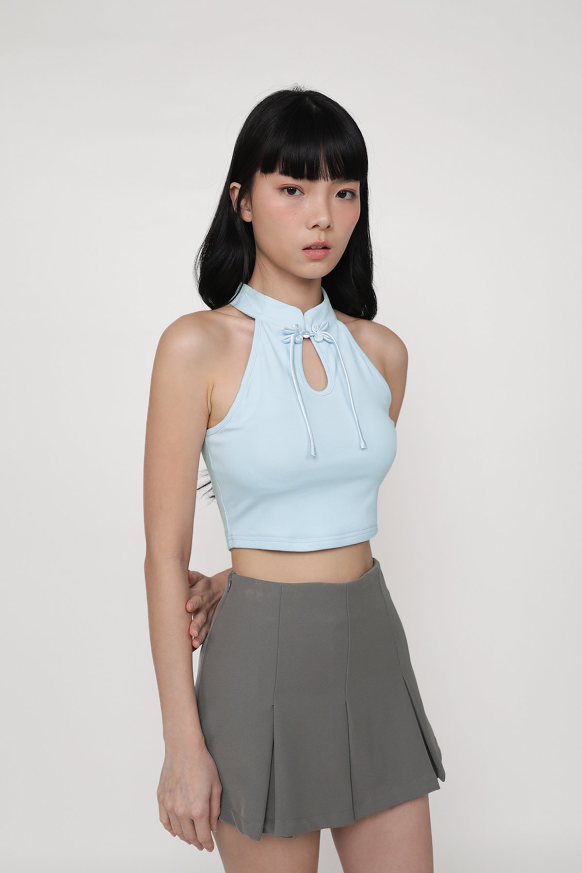 Alina Halter Qipao Padded Top (Baby Blue)