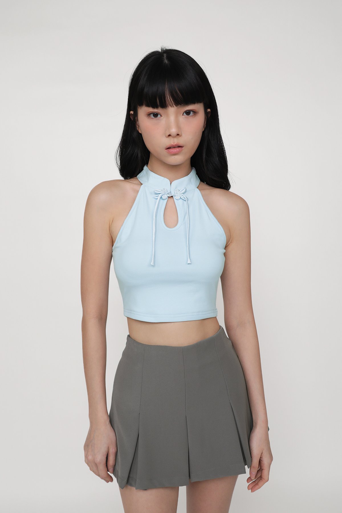 Alina Halter Qipao Padded Top (Baby Blue)