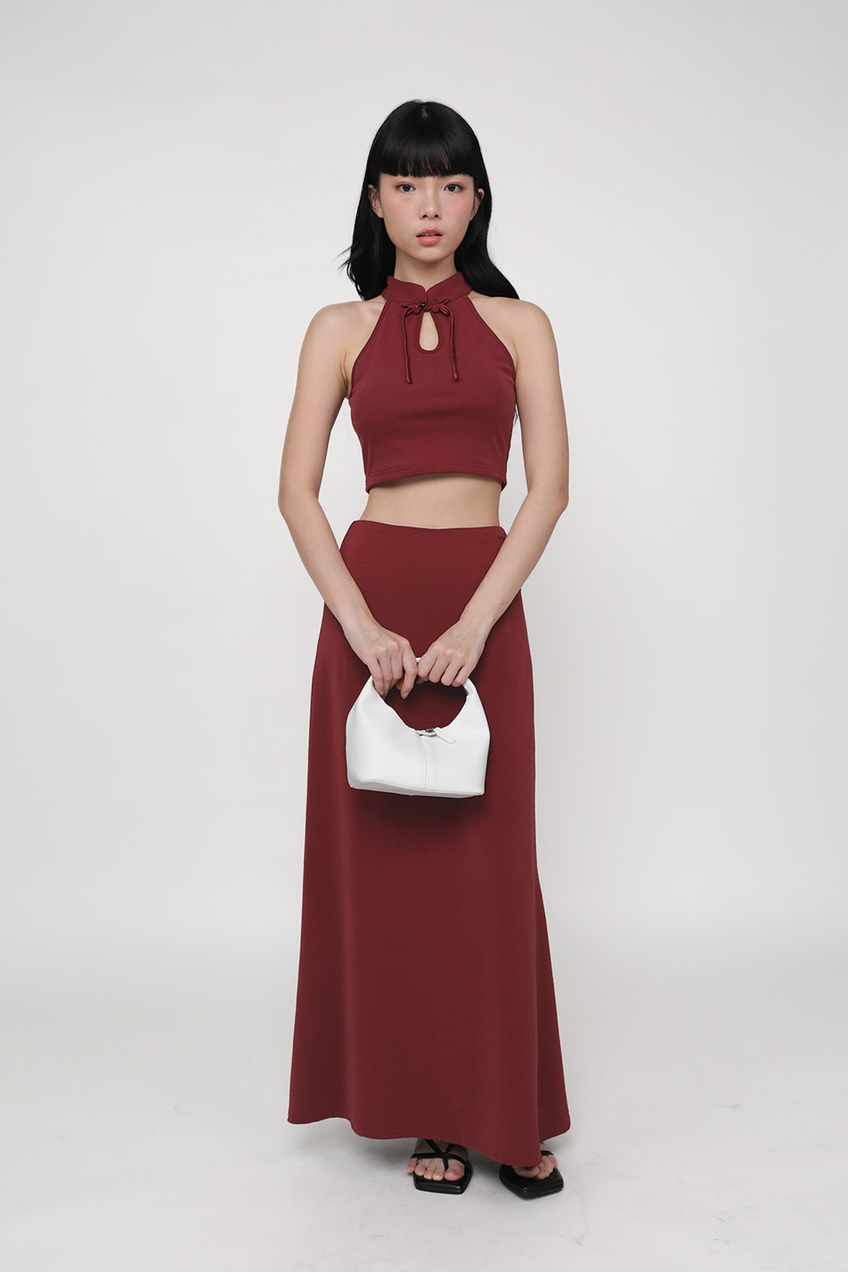 Alina Halter Qipao Padded Top (Maroon)