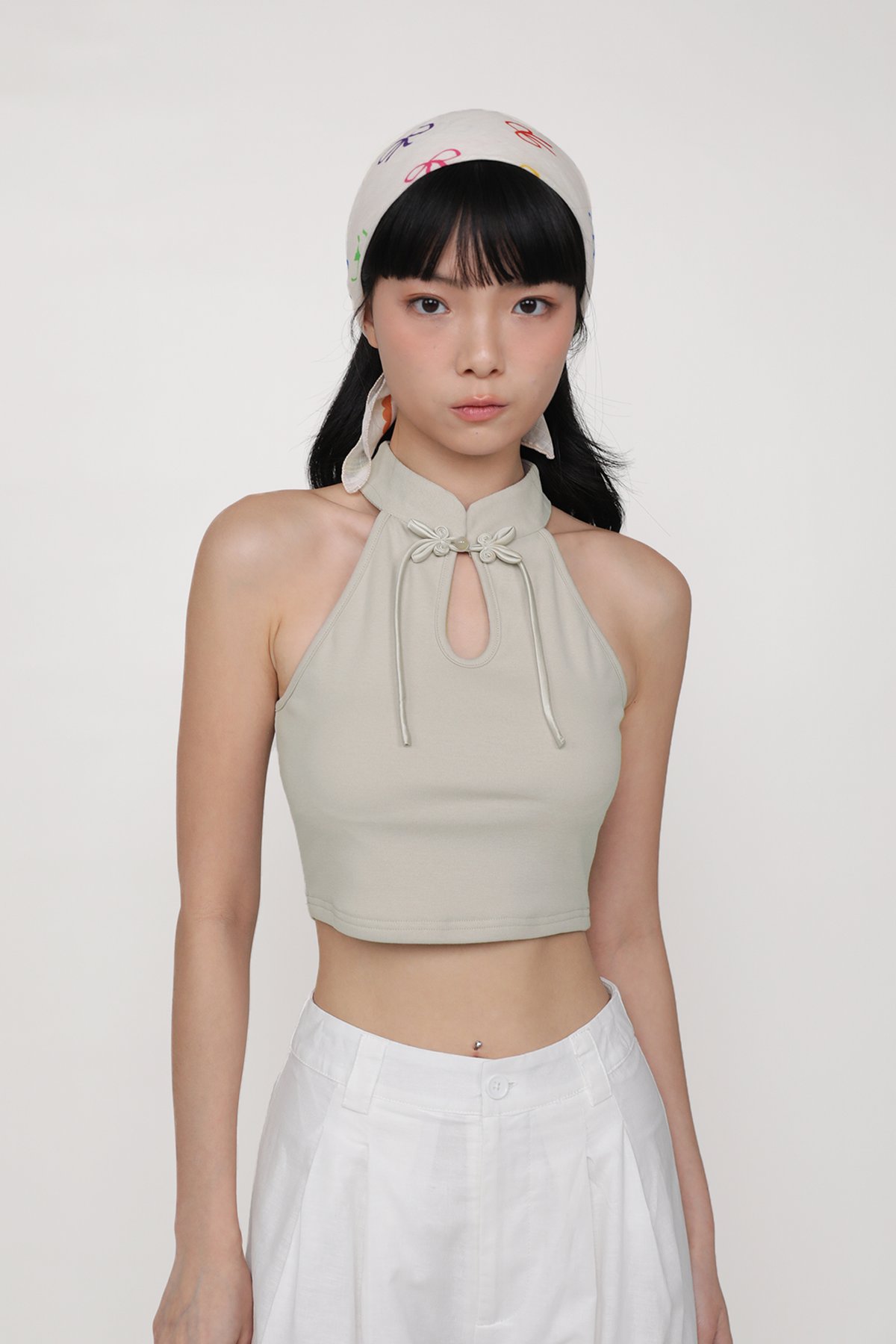 Alina Halter Qipao Padded Top (Light Taupe)