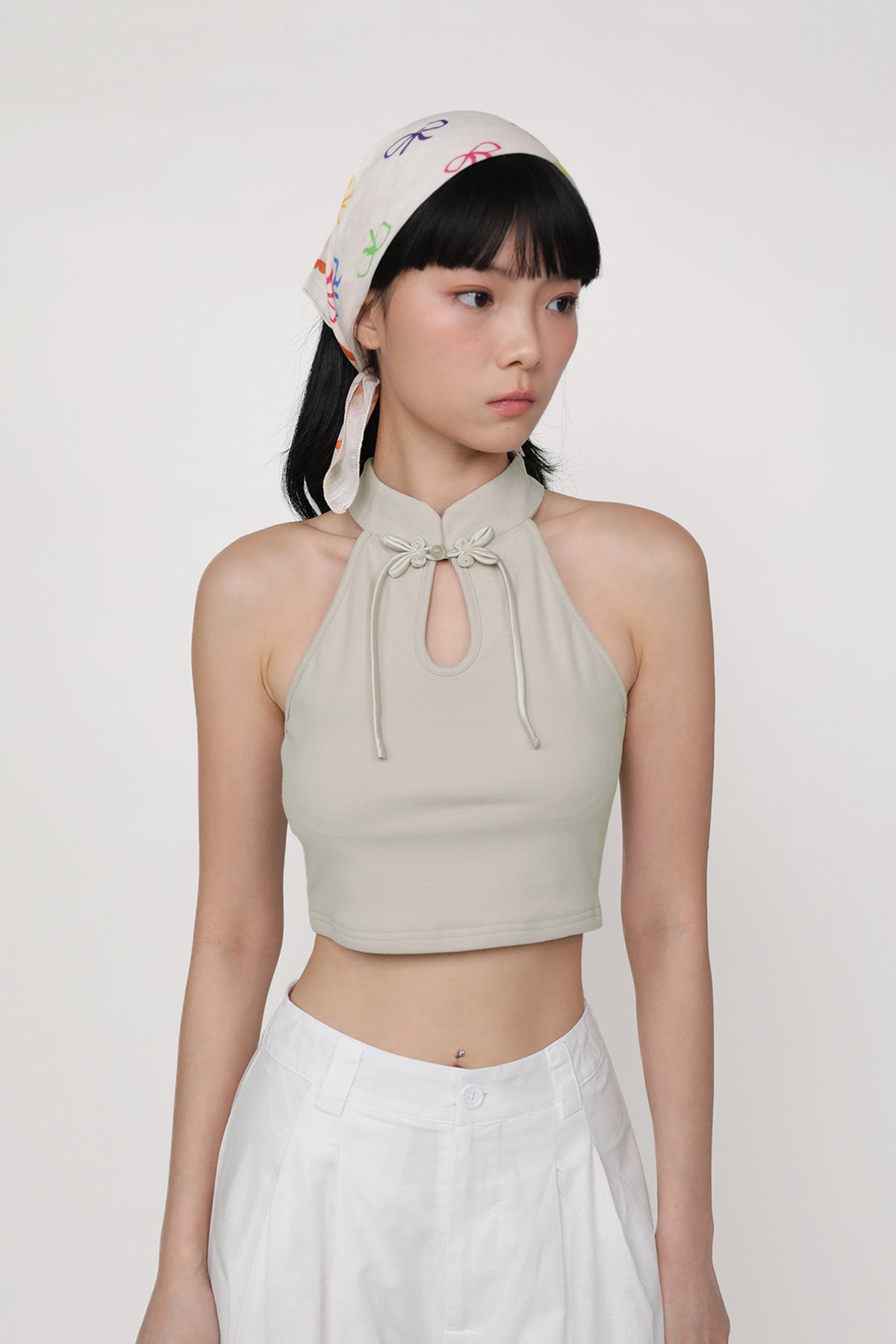 Alina Halter Qipao Padded Top (Light Taupe)