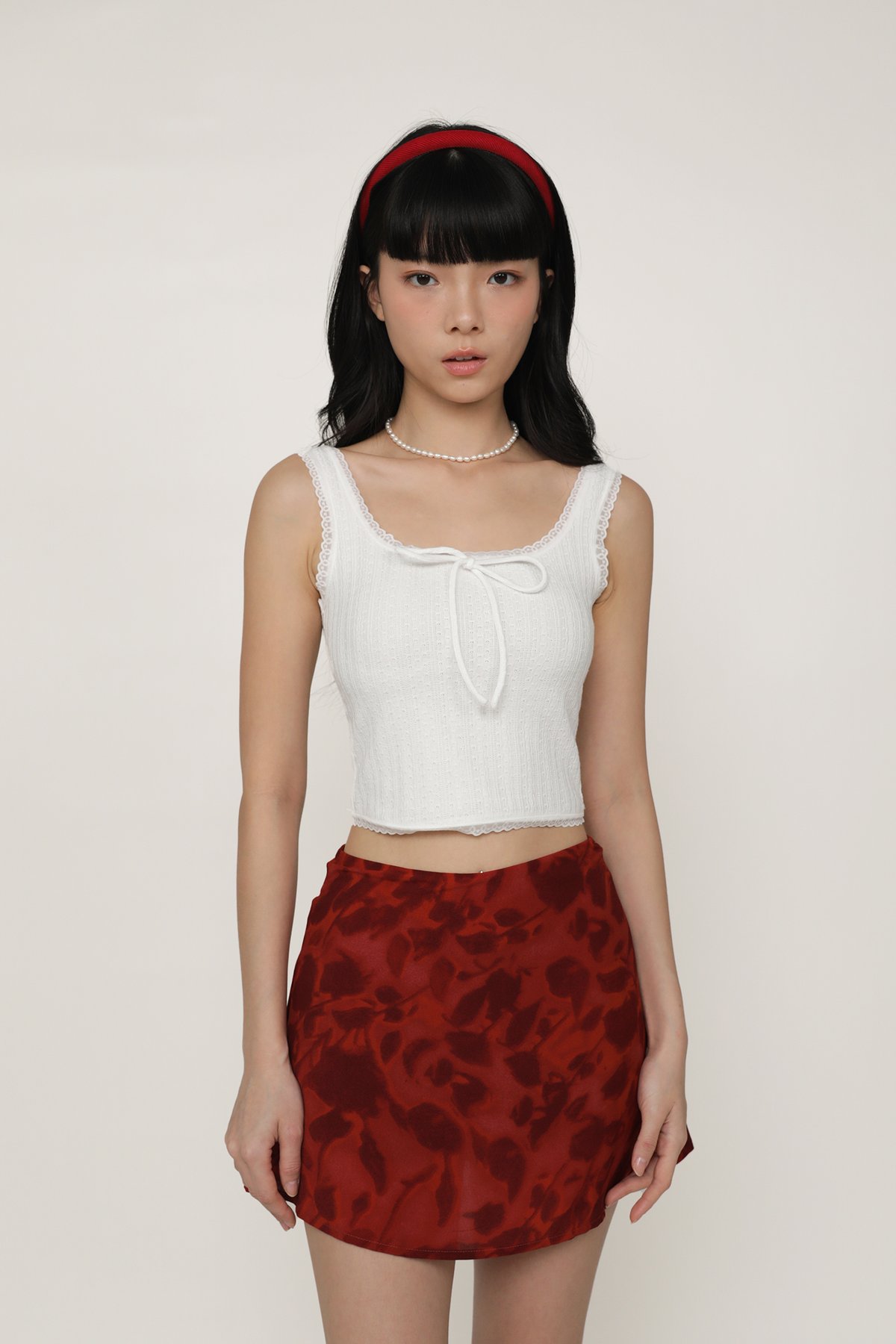 Evie Basic Flare Skorts (Red Florals)