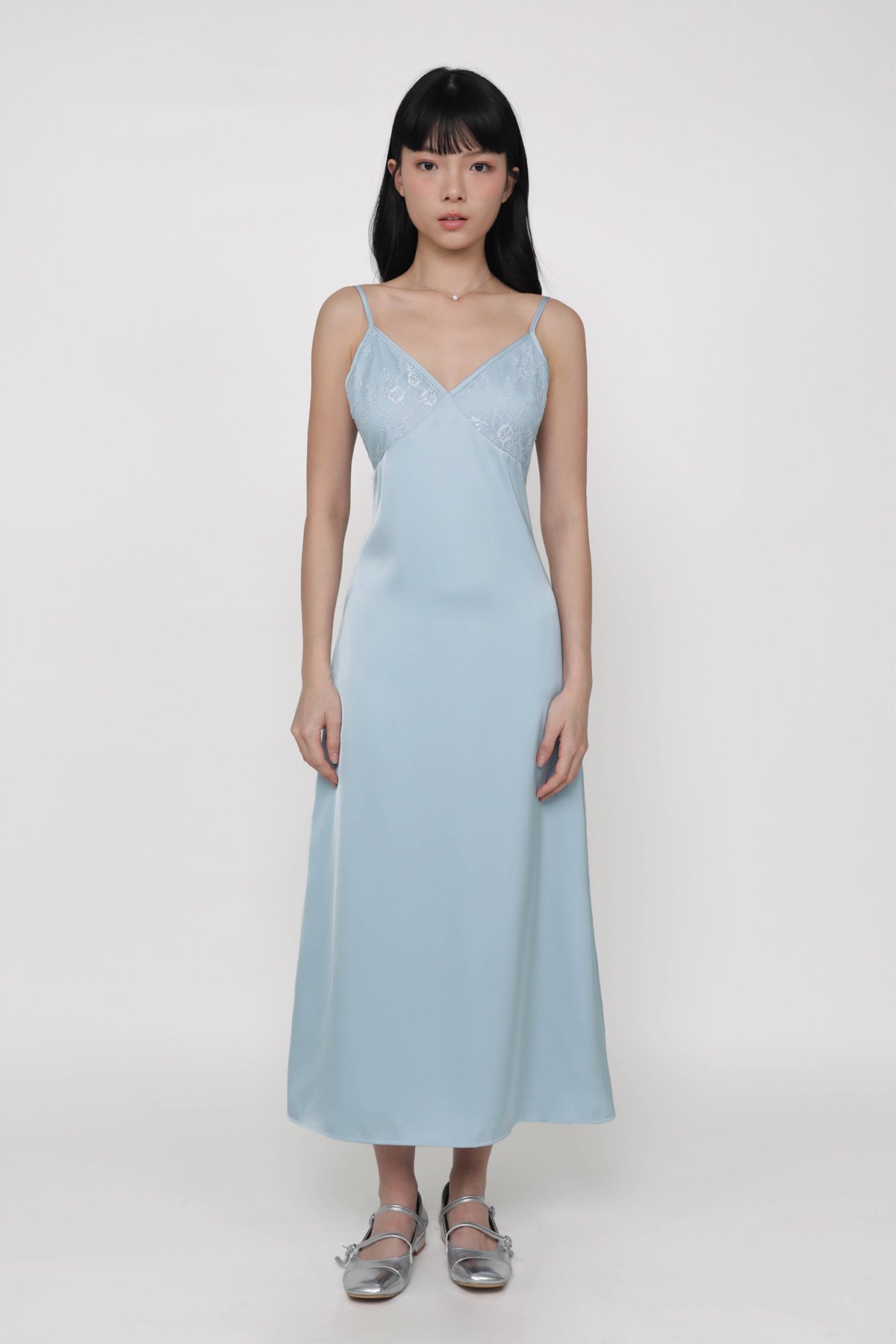 Hanah Lace Bustier Maxi Dress (Light Blue)