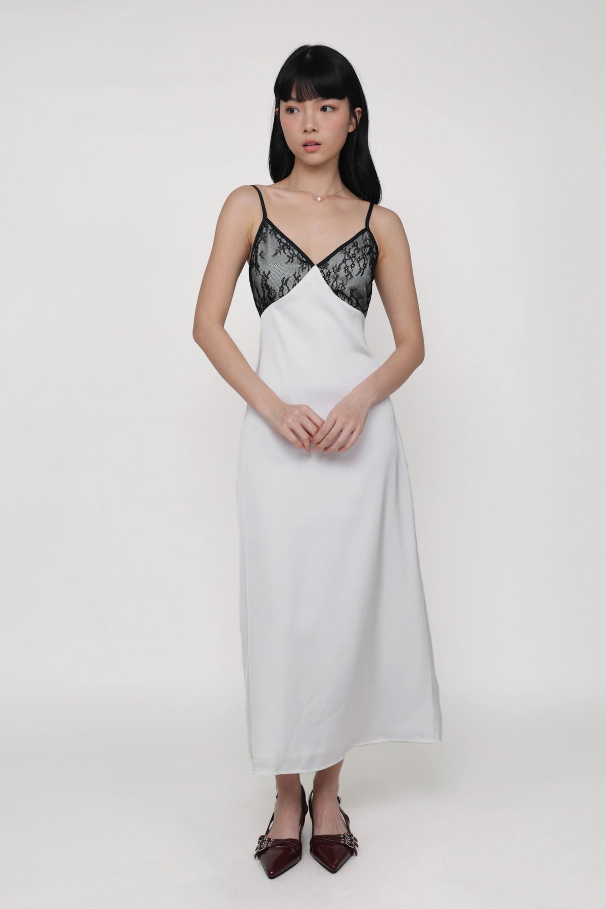 Hanah Lace Bustier Maxi Dress (Off White)