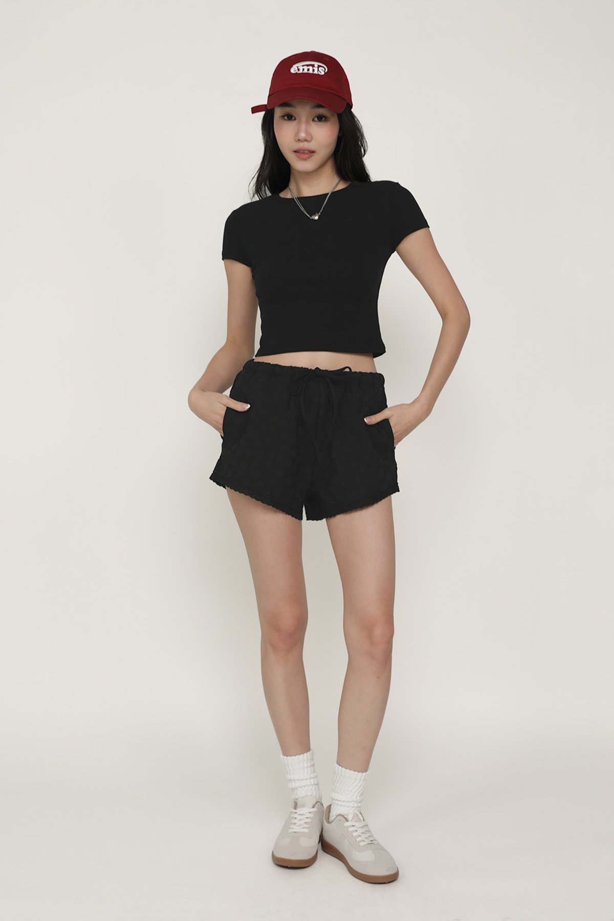 Harleigh Embossed Lace Shorts (Black)