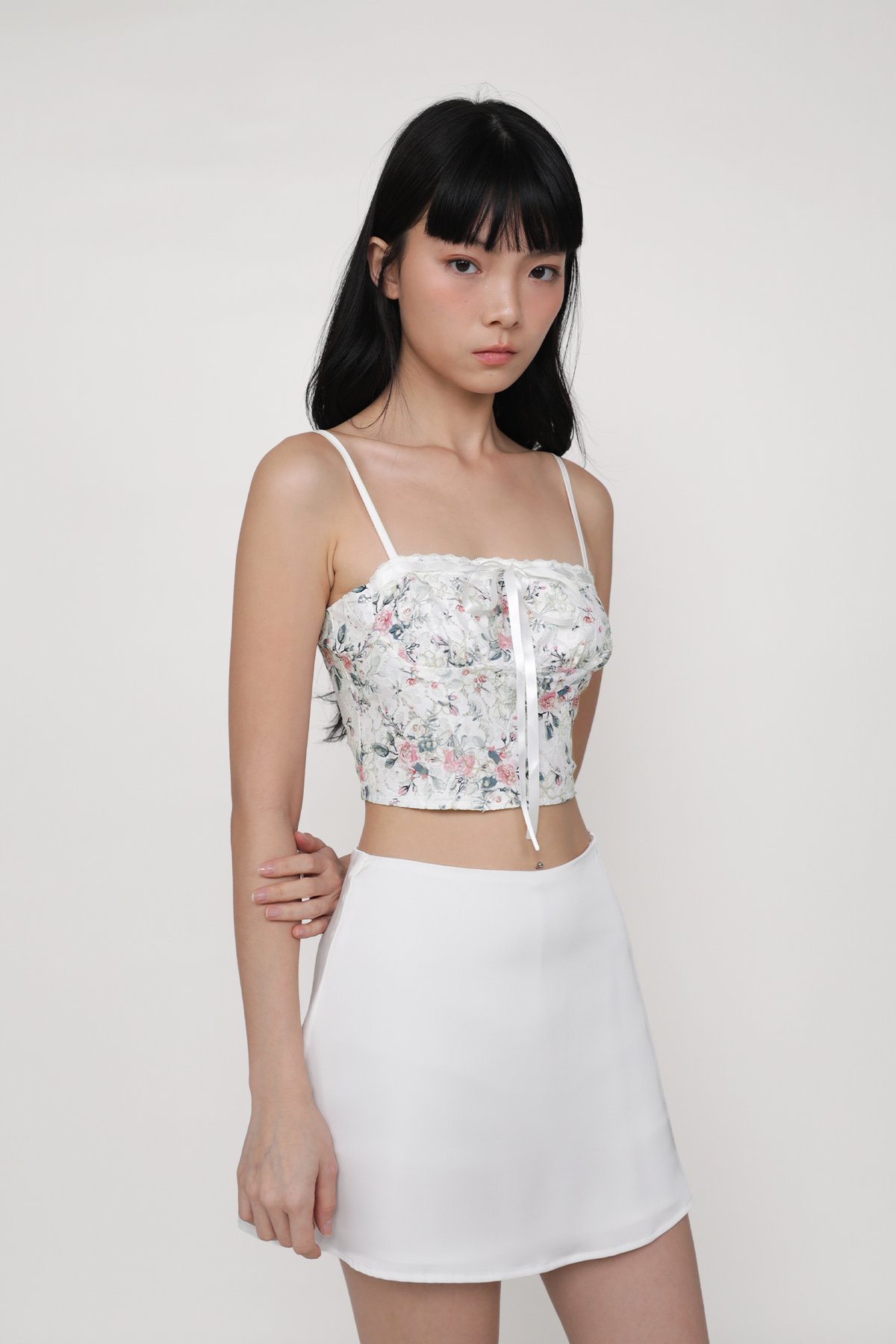 Jayley Lace Floral Crop Top (Pink)